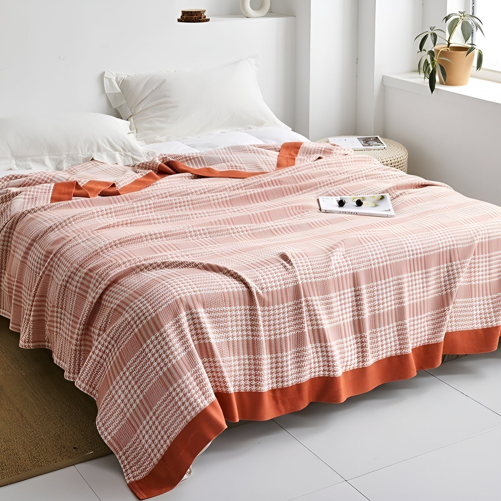 Japanische Kuscheldecke – Weiche Sofadecke für Gemütliche Wohnmomente - Hundezahn Rot / 150x200cm - Decke