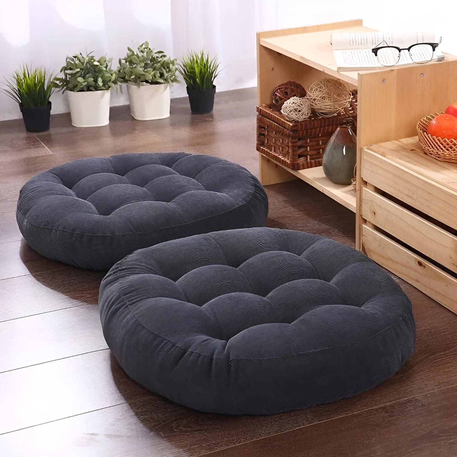 Japanisches Bodenkissen mit Extra-Dicker Polsterung – Futon Sitzkissen für Wohnzimmer & Meditation