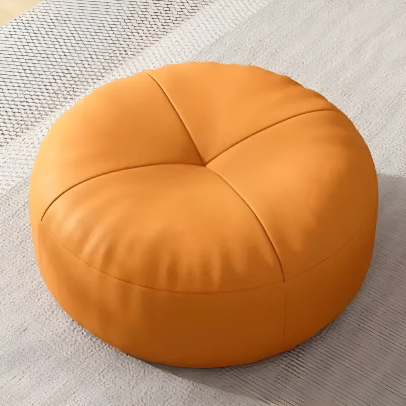 Japanisches Nappa-Leder Sitzkissen Rund – Stilvolles Sitzkissen für Wohnzimmer & Lounge - Orange / 30x12cm - Sitzkissen