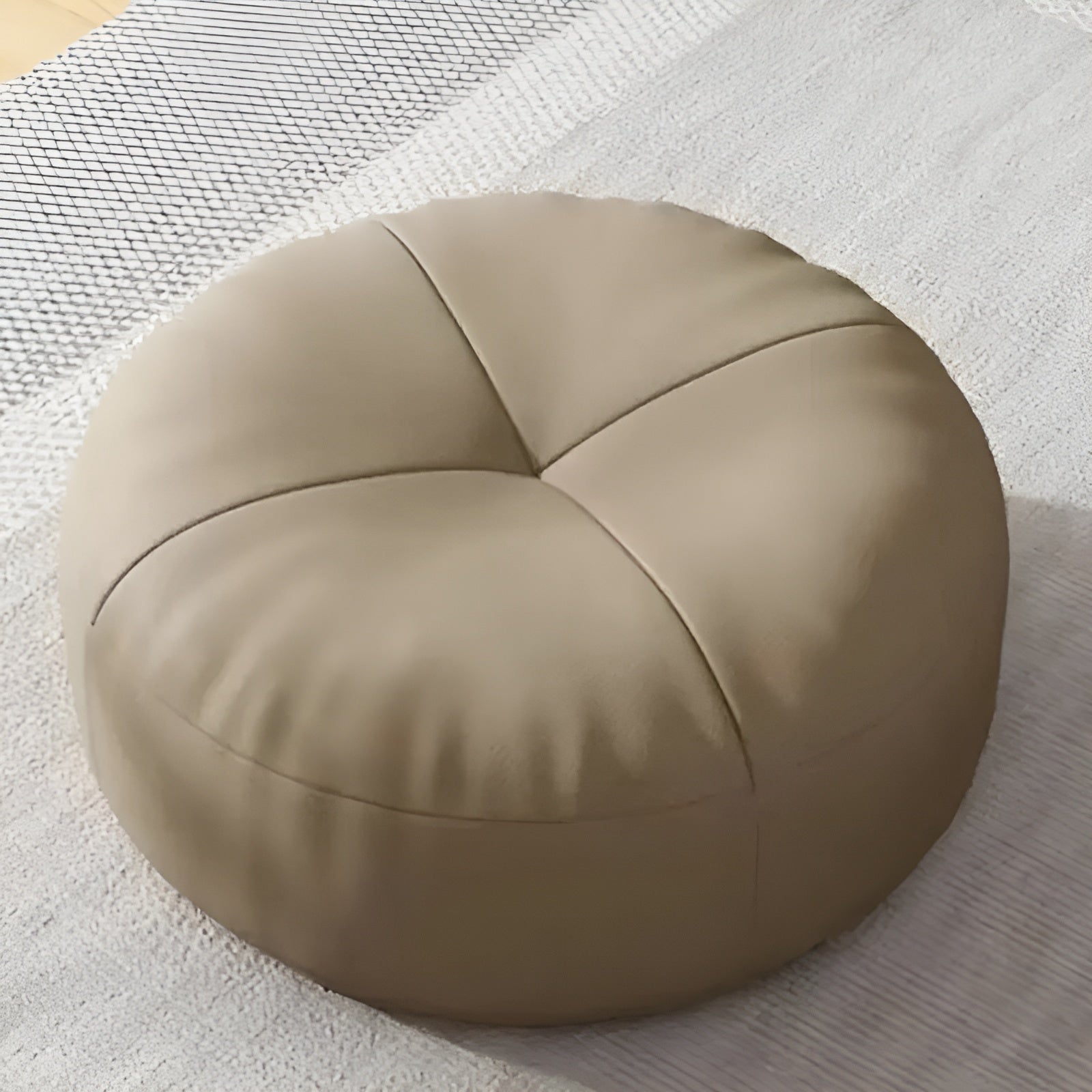 Japanisches Nappa-Leder Sitzkissen Rund – Stilvolles Sitzkissen für Wohnzimmer & Lounge - Beige / 30x12cm - Sitzkissen
