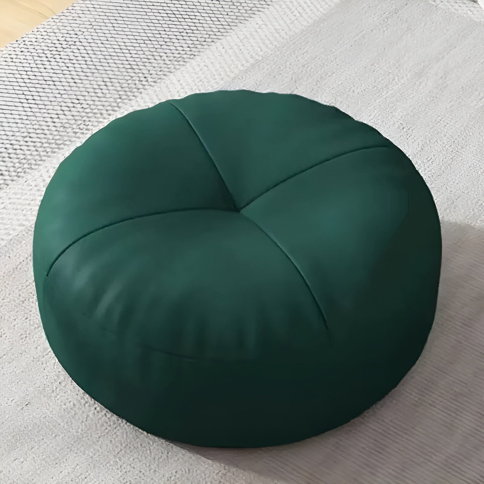 Japanisches Nappa-Leder Sitzkissen Rund – Stilvolles Sitzkissen für Wohnzimmer & Lounge - Dunkelgrün / 30x12cm