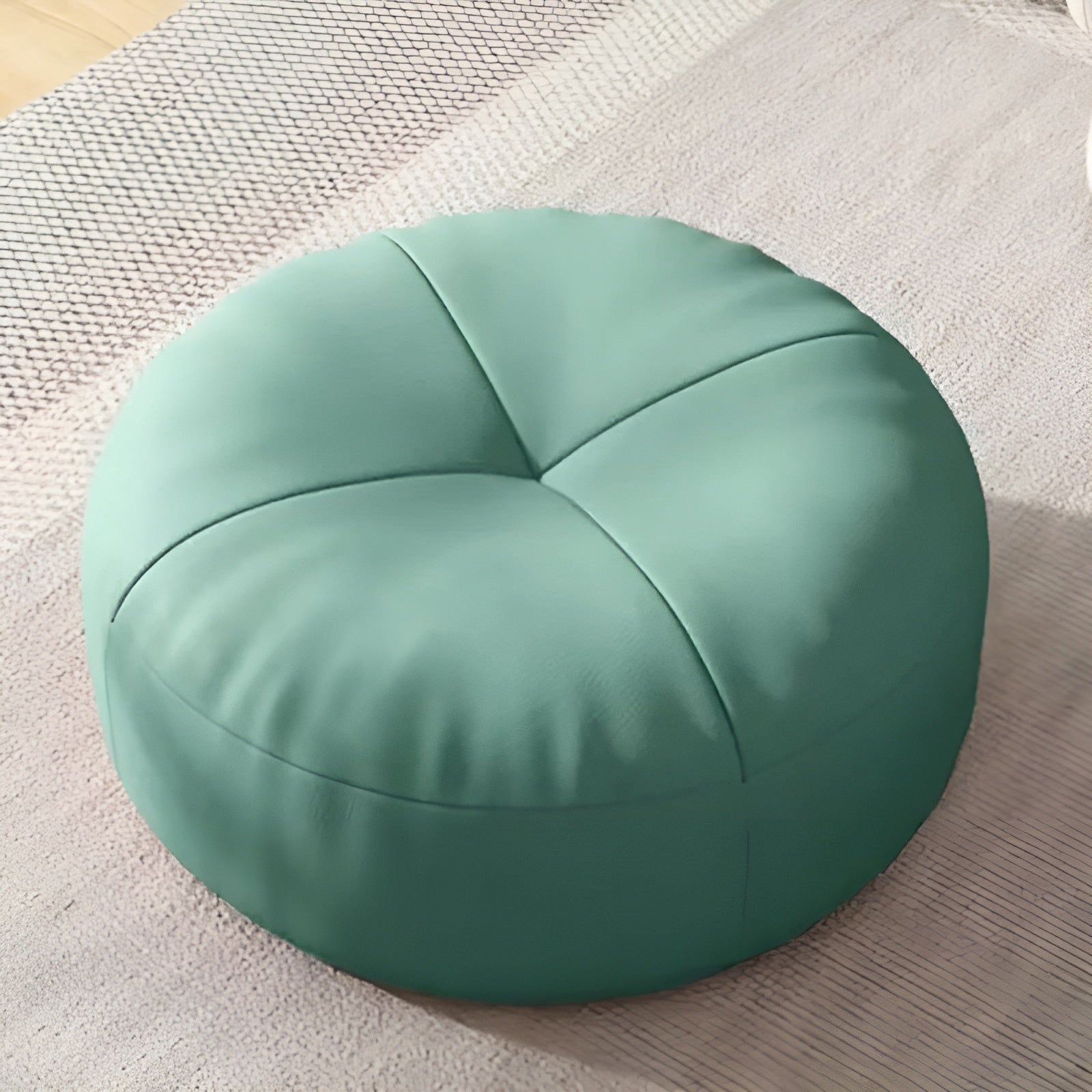 Japanisches Nappa-Leder Sitzkissen Rund – Stilvolles Sitzkissen für Wohnzimmer & Lounge - Grün / 30x12cm - Sitzkissen