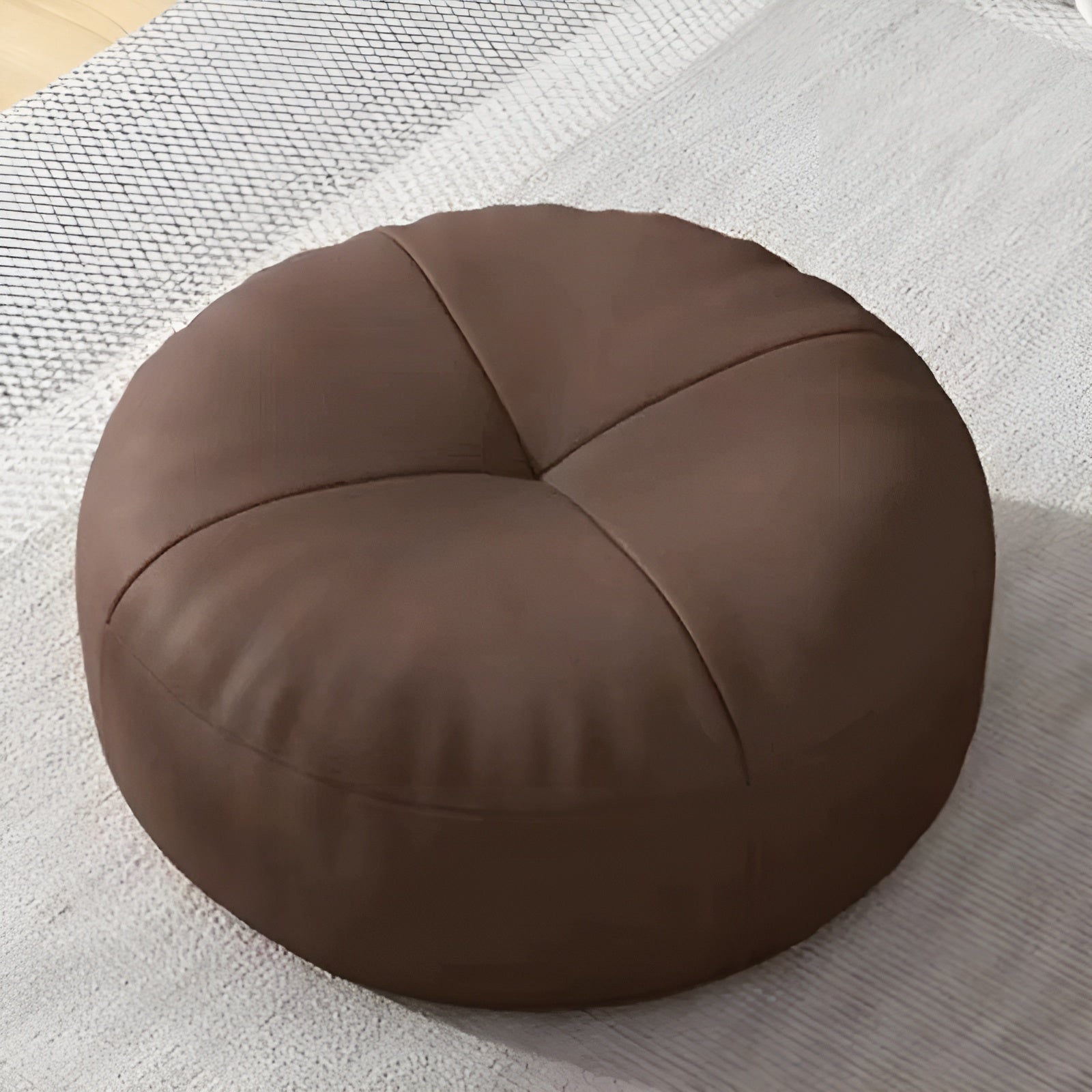 Japanisches Nappa-Leder Sitzkissen Rund – Stilvolles Sitzkissen für Wohnzimmer & Lounge - Braun / 30x12cm - Sitzkissen