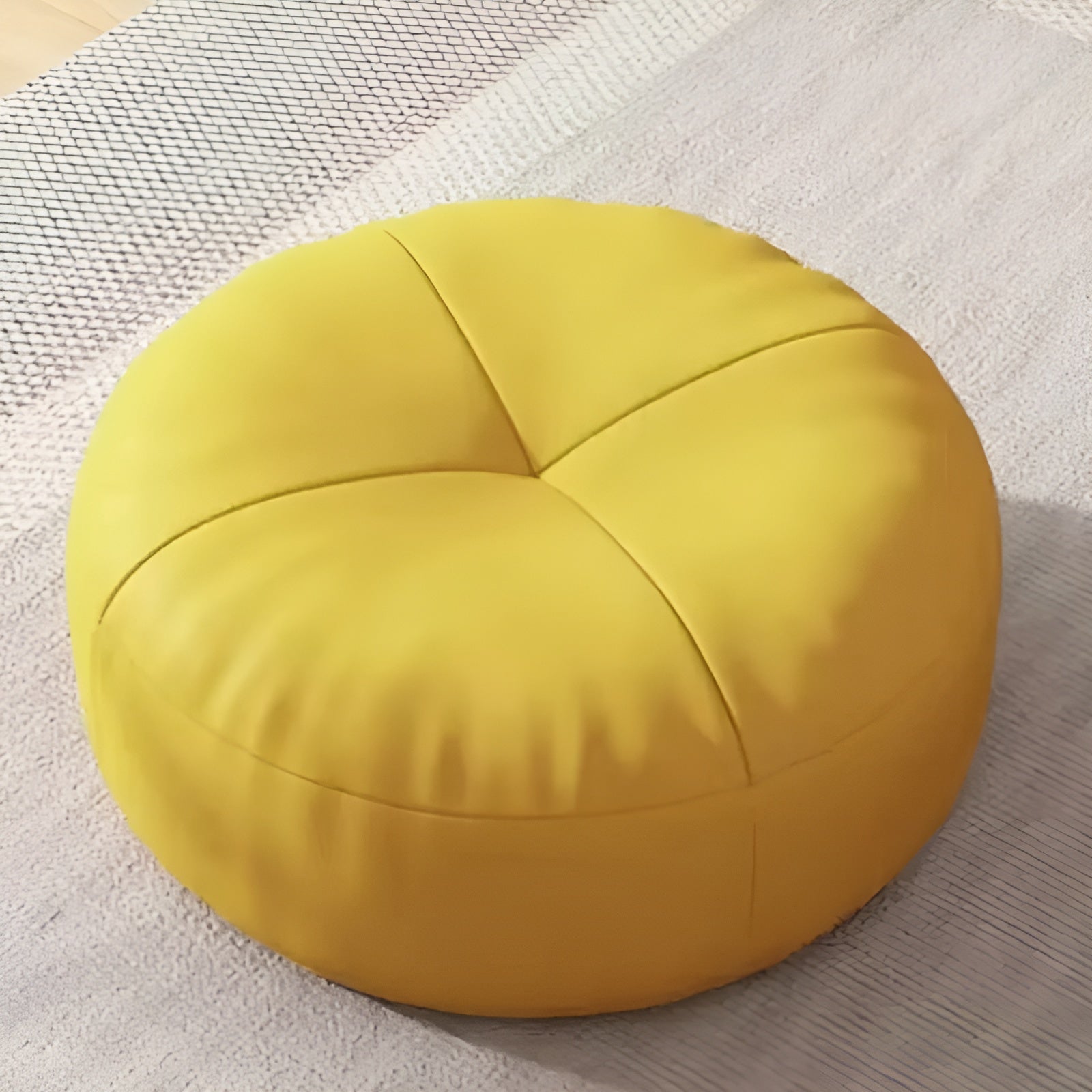 Japanisches Nappa-Leder Sitzkissen Rund – Stilvolles Sitzkissen für Wohnzimmer & Lounge - Gelb / 30x12cm - Sitzkissen