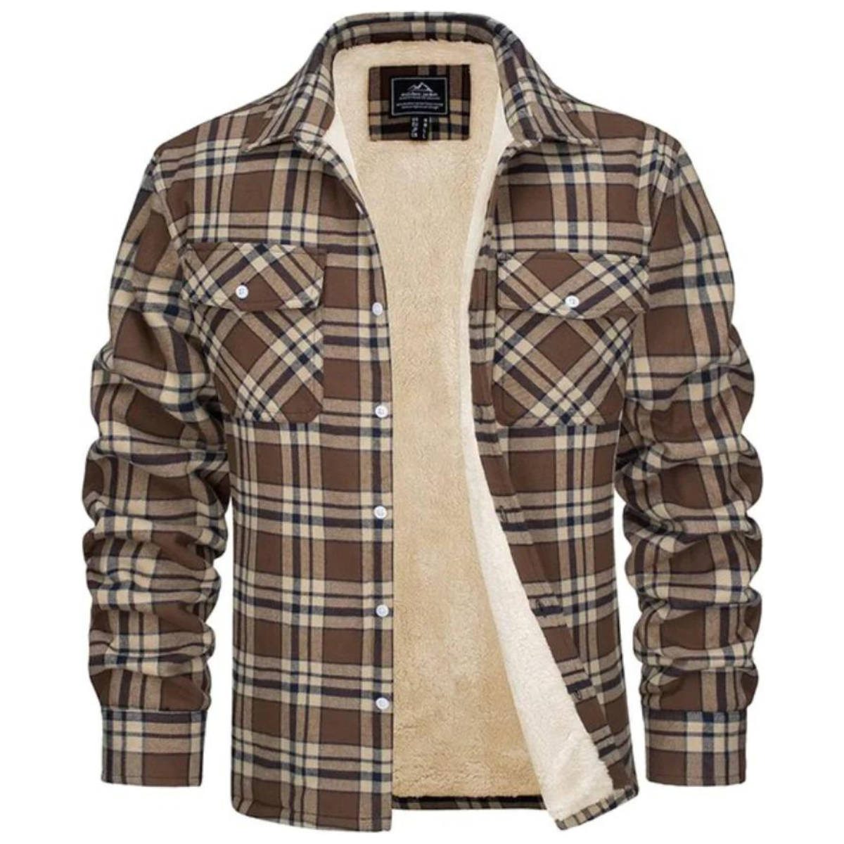 Jasper Jacket - Casual Fleece Checked Jacket for Men - Khaki / S - Wohnzubehör
