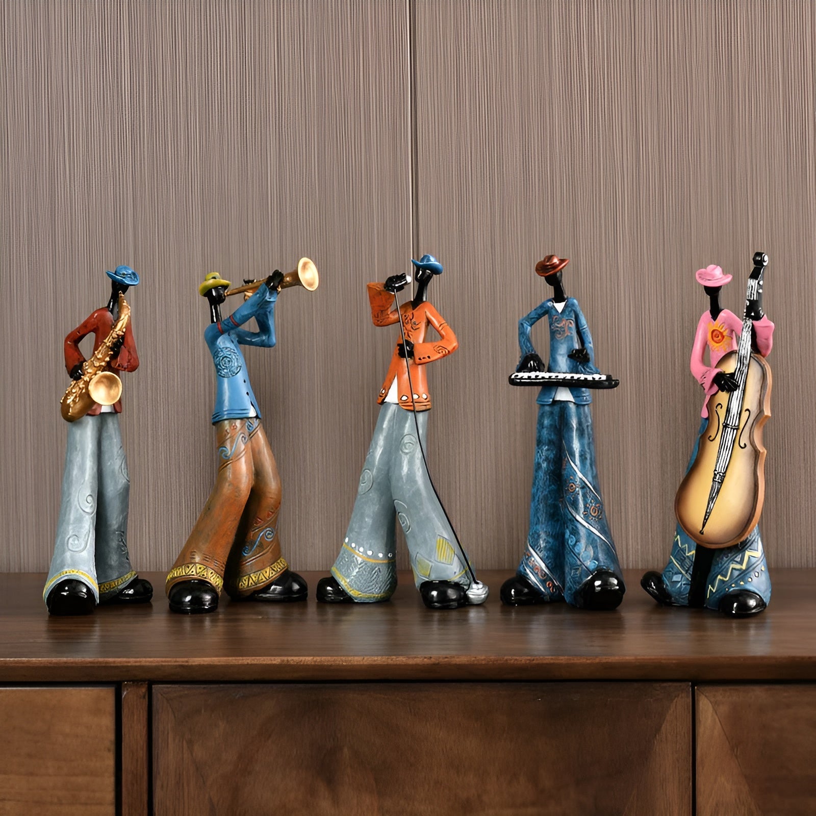 Jazzband-Figur aus Kunstharz – Vintage Musik Dekorationsfigur - Dekorative Figur