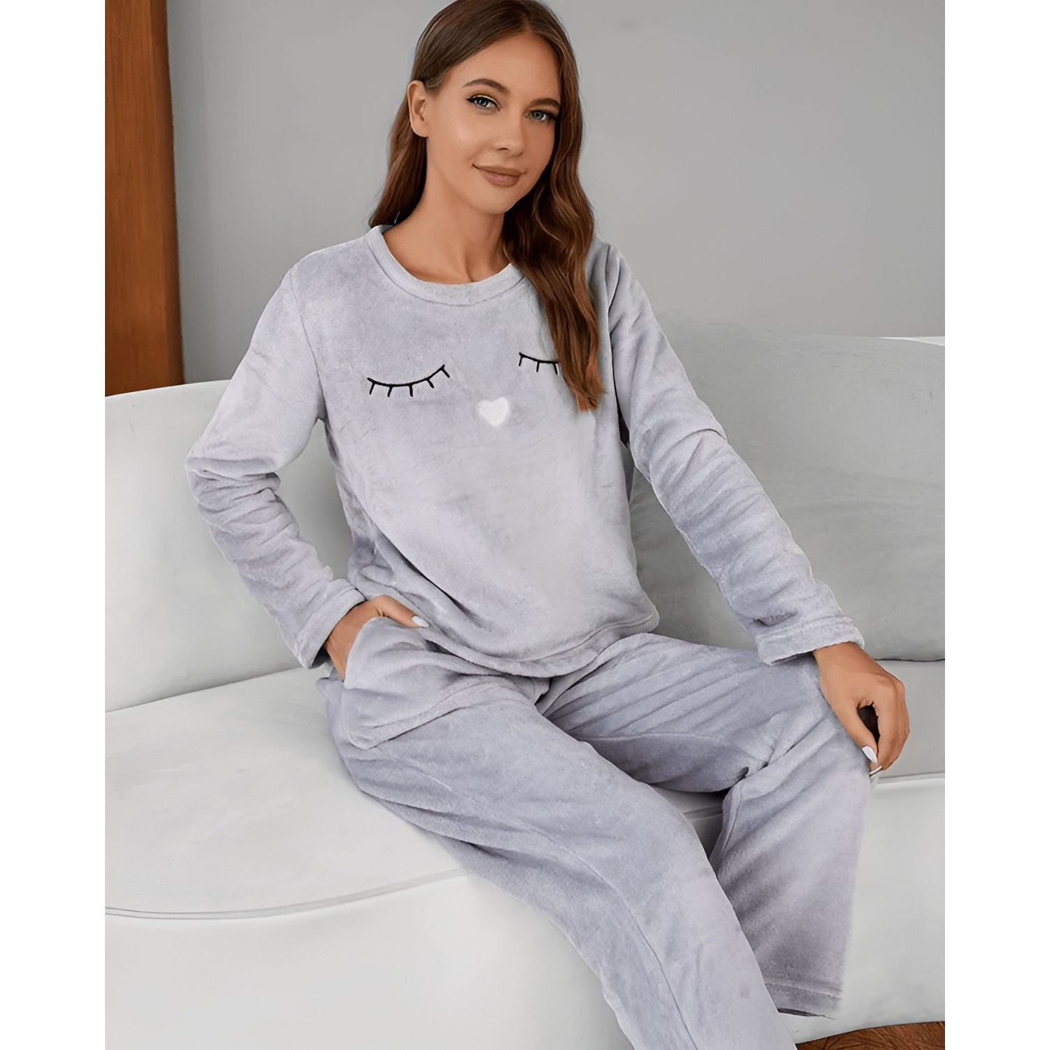 Carla Set - Warmer Damenpyjama aus Flanell für die Herbst-Winter Nächte - Elegare