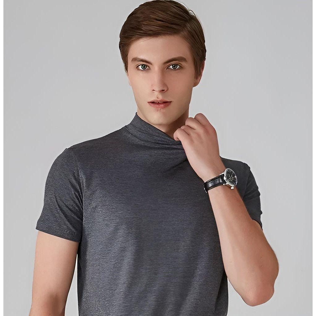 Jochen Shirt - Casual Turtleneck T-Shirt für Männer - Grau / S - Herrenmode