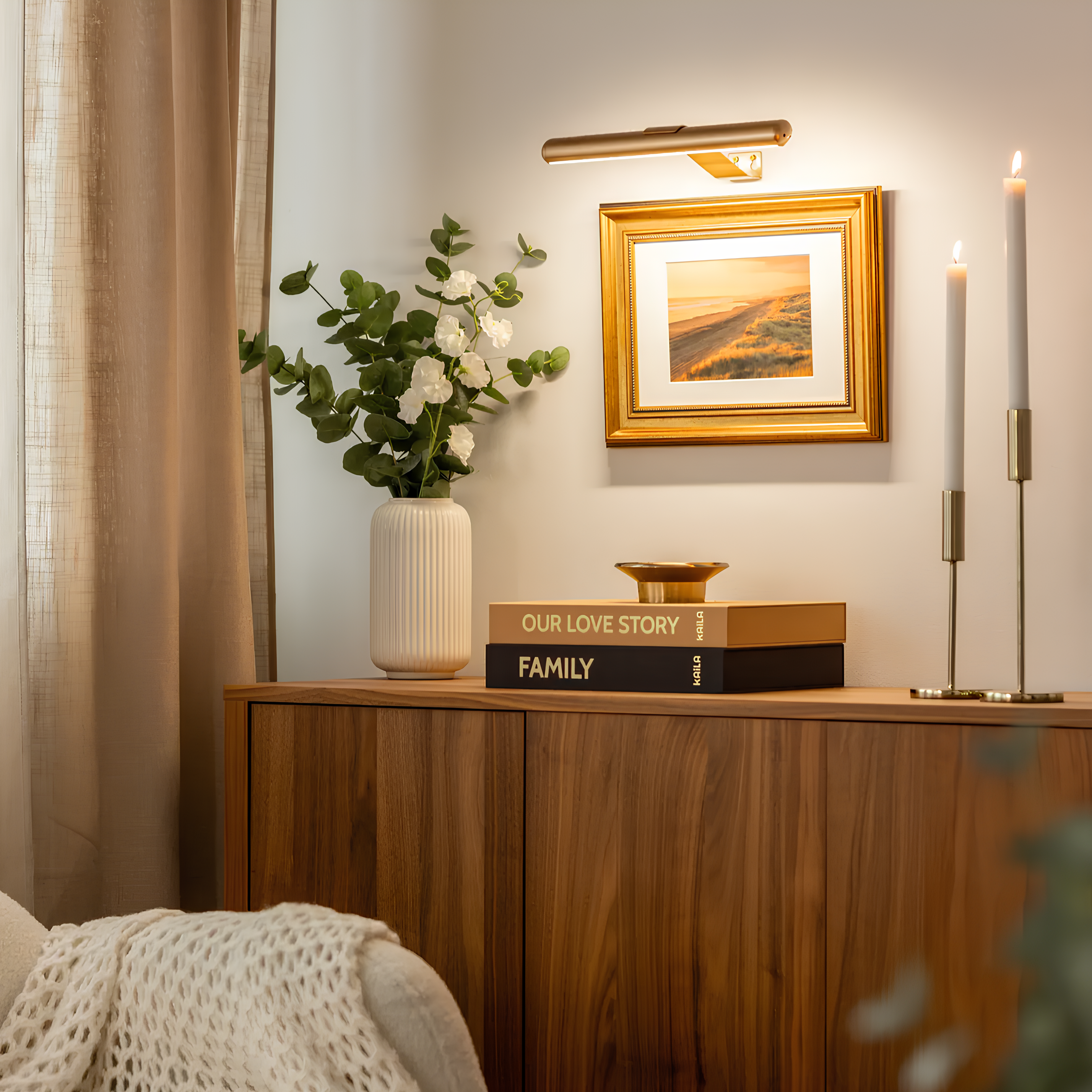 Kabellose LED-Wandleuchte mit schwenkbarem Kopf - Gold - Wandleuchte