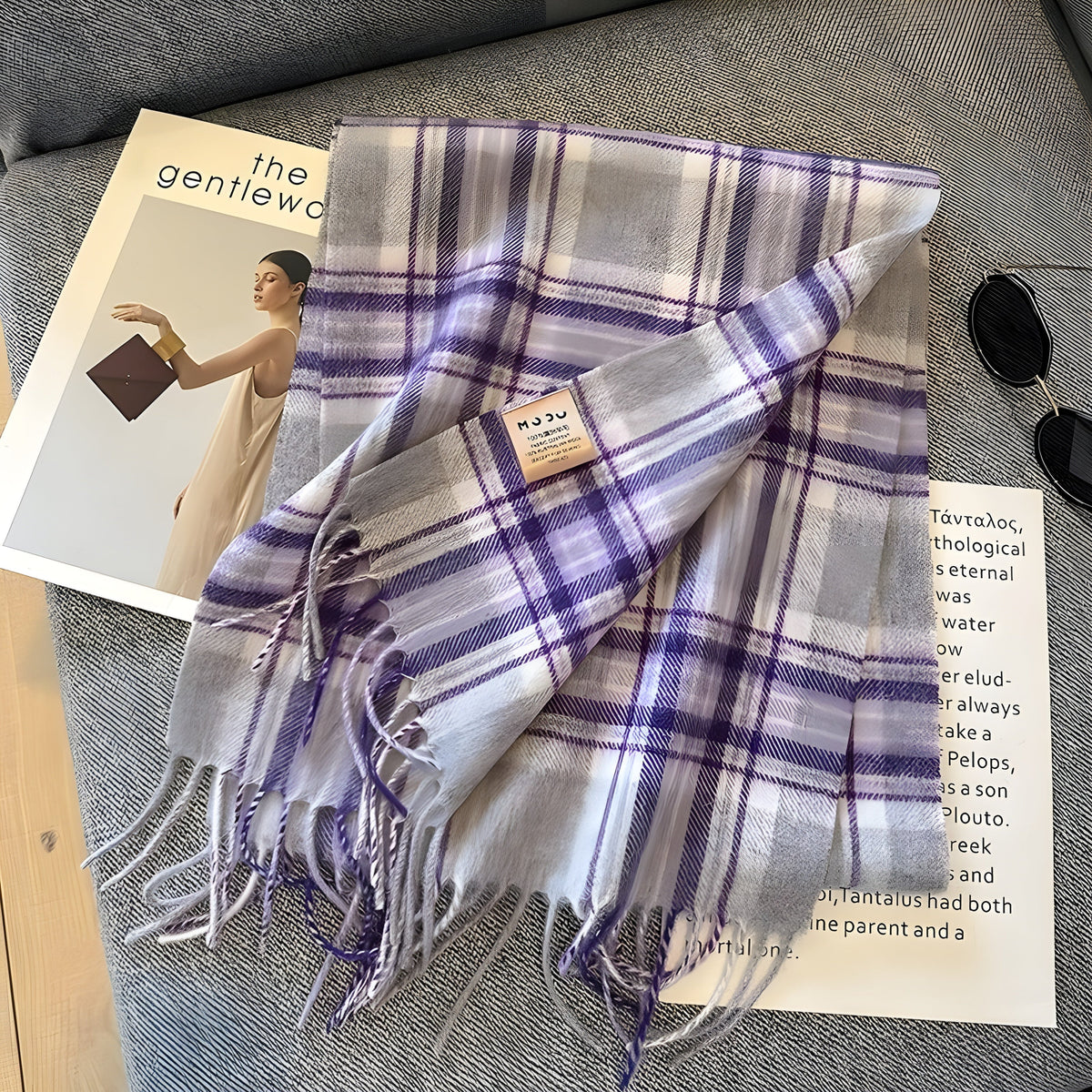 Karierter Kaschmir-Winterschal Damen 200×70 cm – Klassisches Muster Weicher Wollschal - Variante A - Damen-Schal