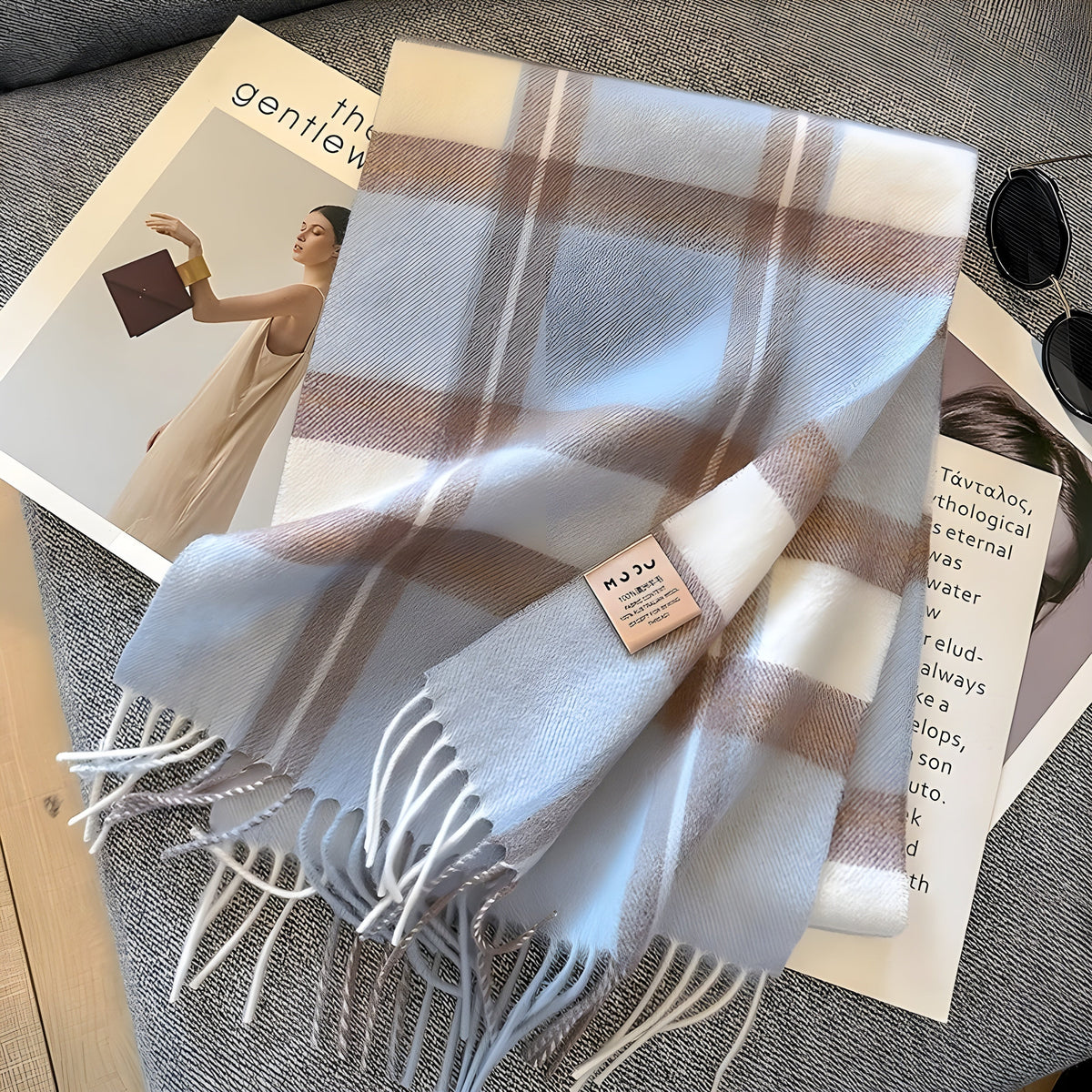 Karierter Kaschmir-Winterschal Damen 200×70 cm – Klassisches Muster Weicher Wollschal - Variante R - Damen-Schal