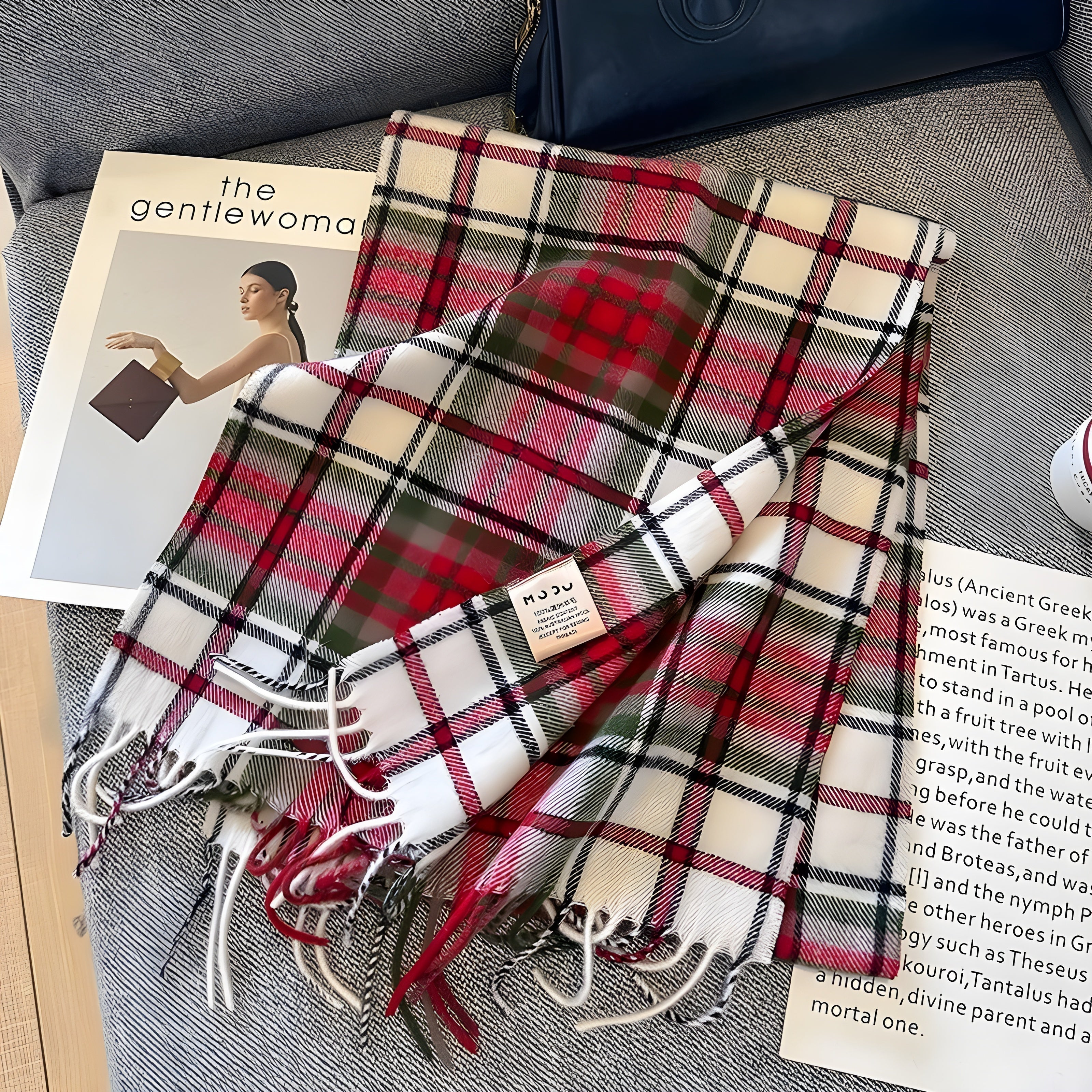 Karierter Kaschmir-Winterschal Damen 200×70 cm – Klassisches Muster Weicher Wollschal - Variante C - Damen-Schal