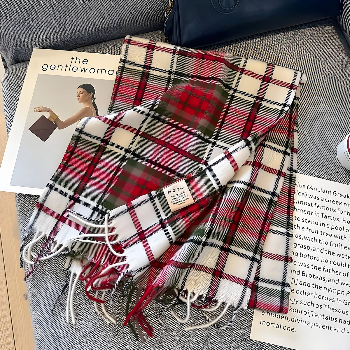 Karierter Kaschmir-Winterschal Damen 200×70 cm – Klassisches Muster Weicher Wollschal - Variante C - Damen-Schal