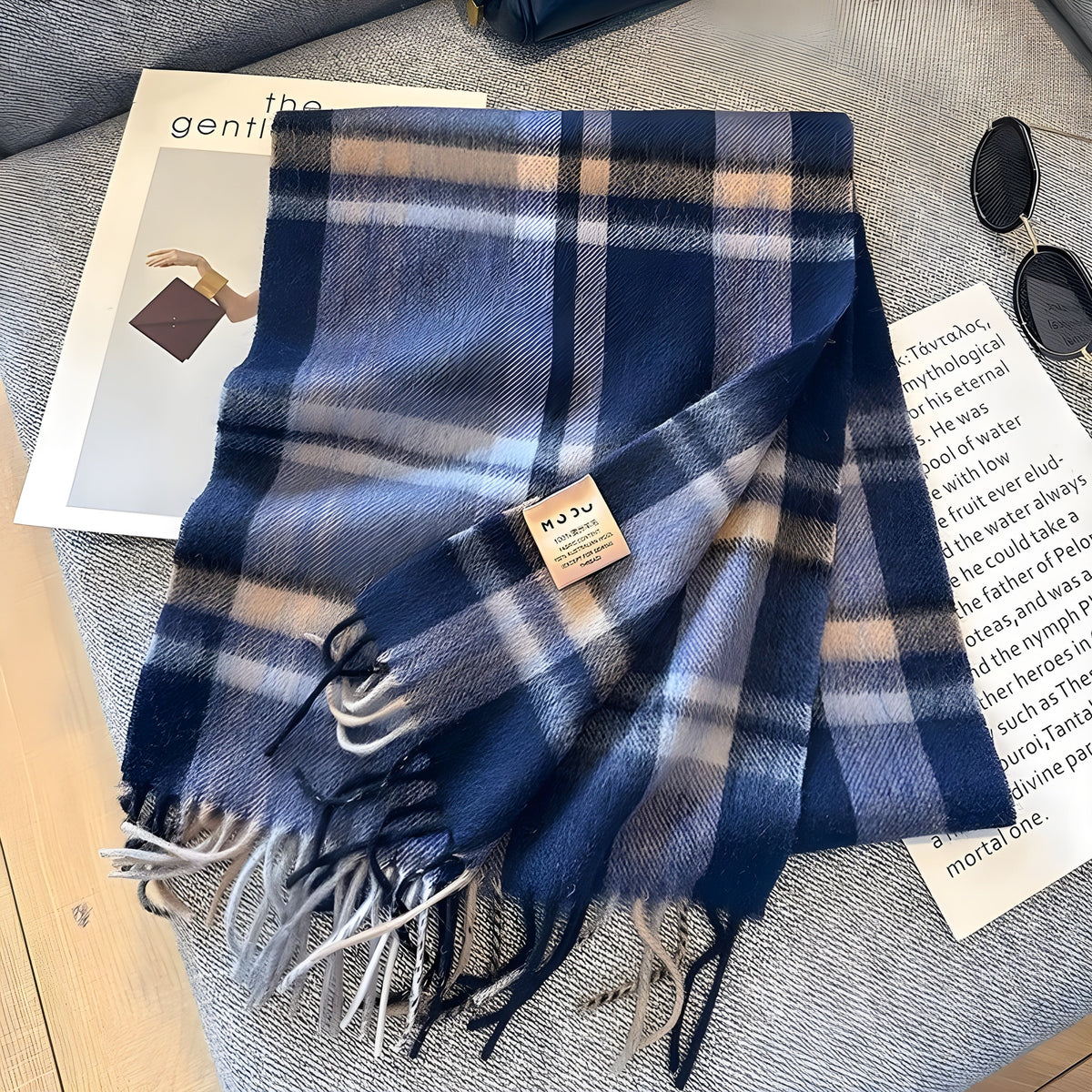 Karierter Kaschmir-Winterschal Damen 200×70 cm – Klassisches Muster Weicher Wollschal - Variante P - Damen-Schal