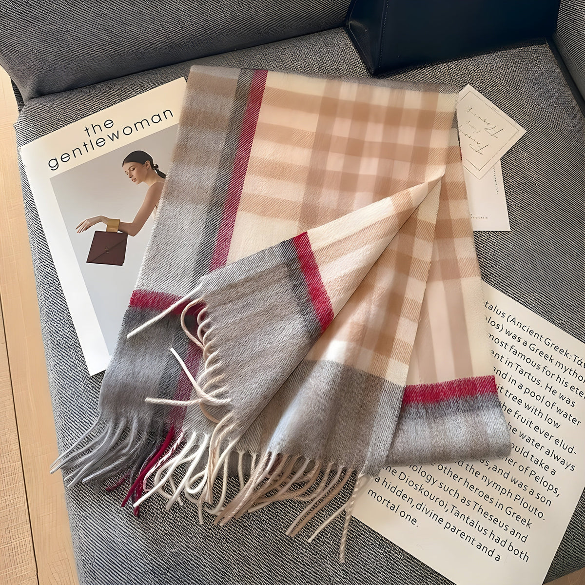 Karierter Kaschmir-Winterschal Damen 200×70 cm – Klassisches Muster Weicher Wollschal - Damen-Schal