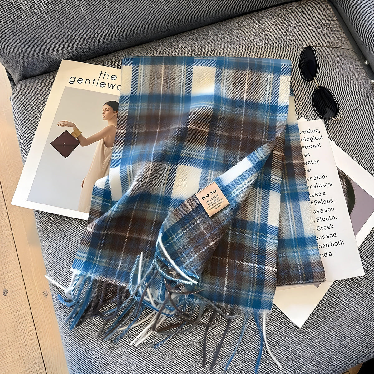 Karierter Kaschmir-Winterschal Damen 200×70 cm – Klassisches Muster Weicher Wollschal - Variante H - Damen-Schal