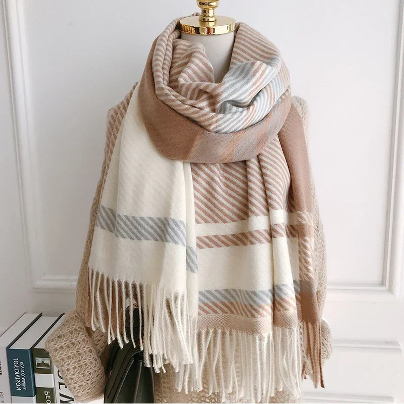 Karierter Pashmina-Schal – Warm Weich & Unisex - Beige - Schals und Tücher