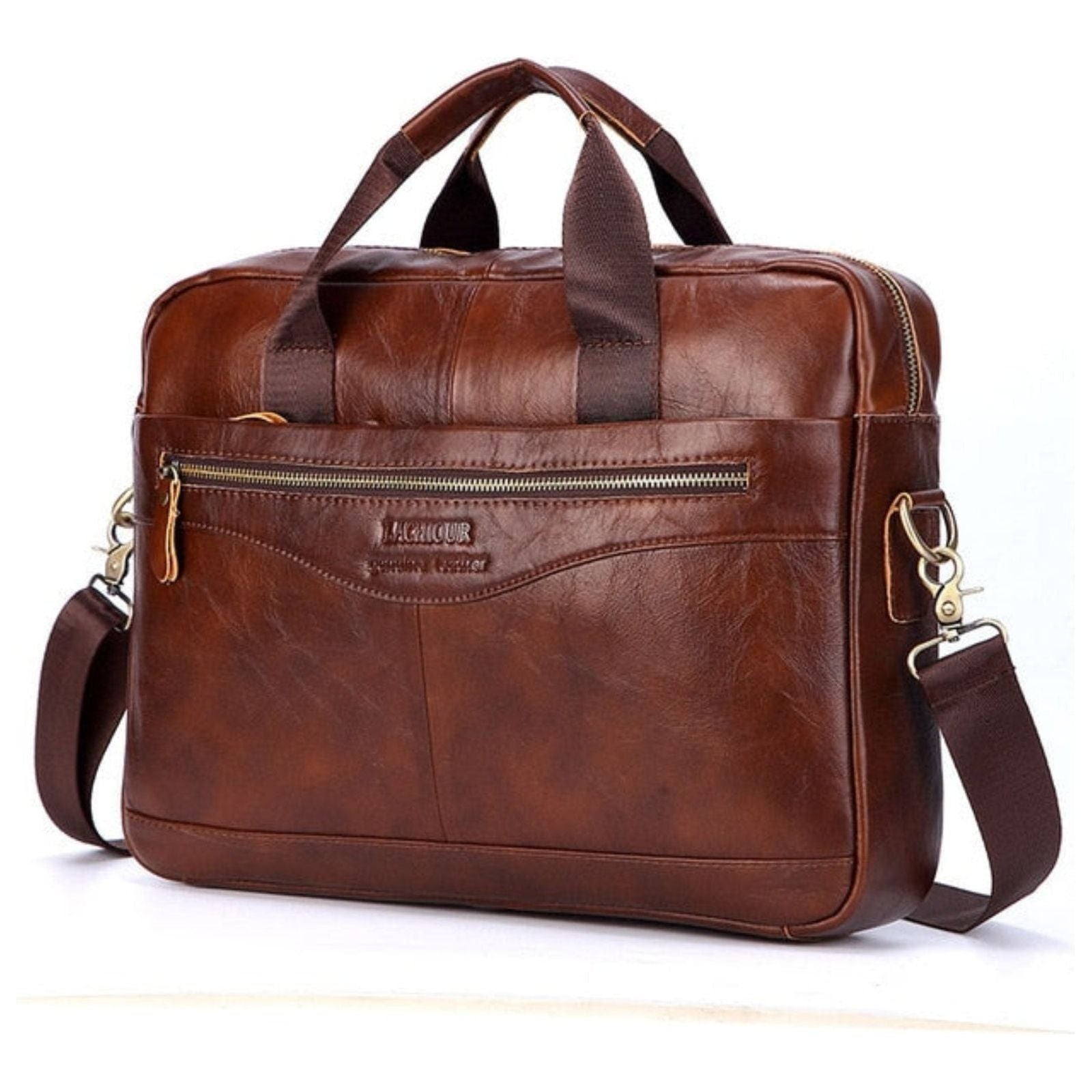 Karsten Tasche - Echtes Leder Laptop Business Reisetasche - Braun 27 - Handtasche