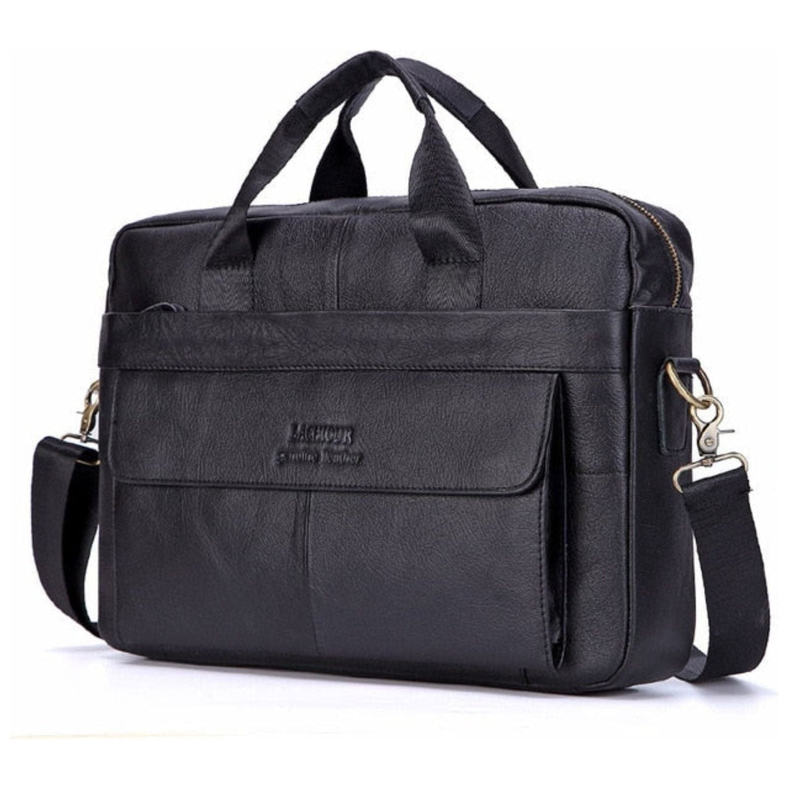 Karsten Tasche - Echtes Leder Laptop Business Reisetasche - Schwarz 28 - Handtasche