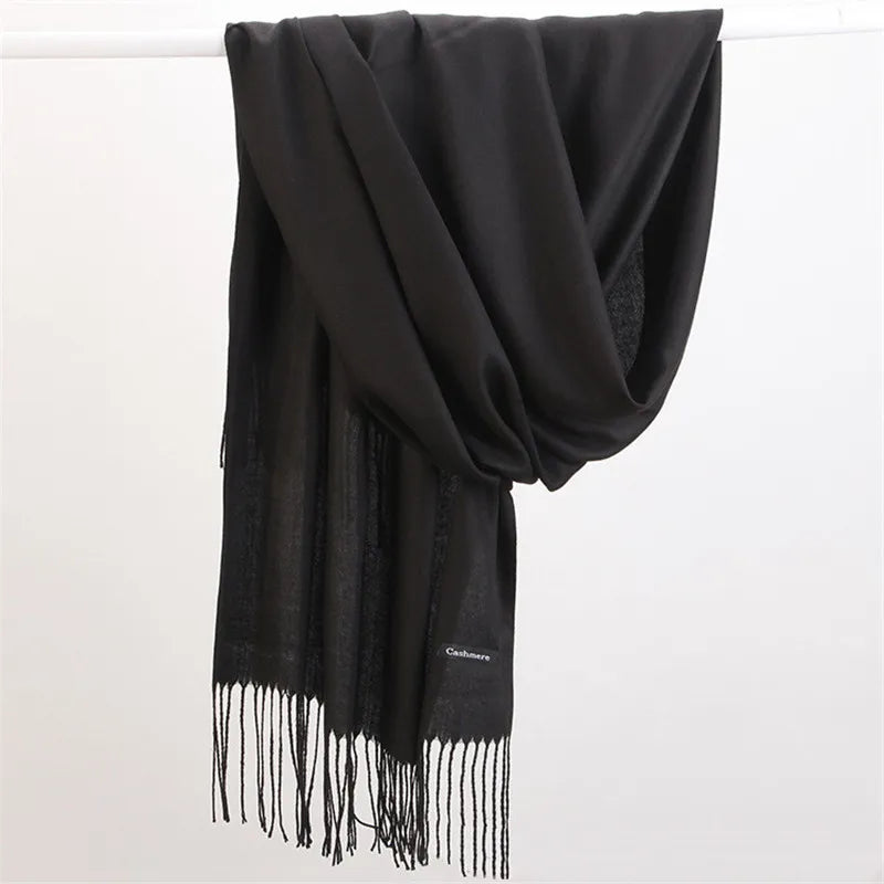 Kaschmir Damen-Schal extra lang – weicher Winterschal in 10 Farben - Schwarz - Schals und Tücher