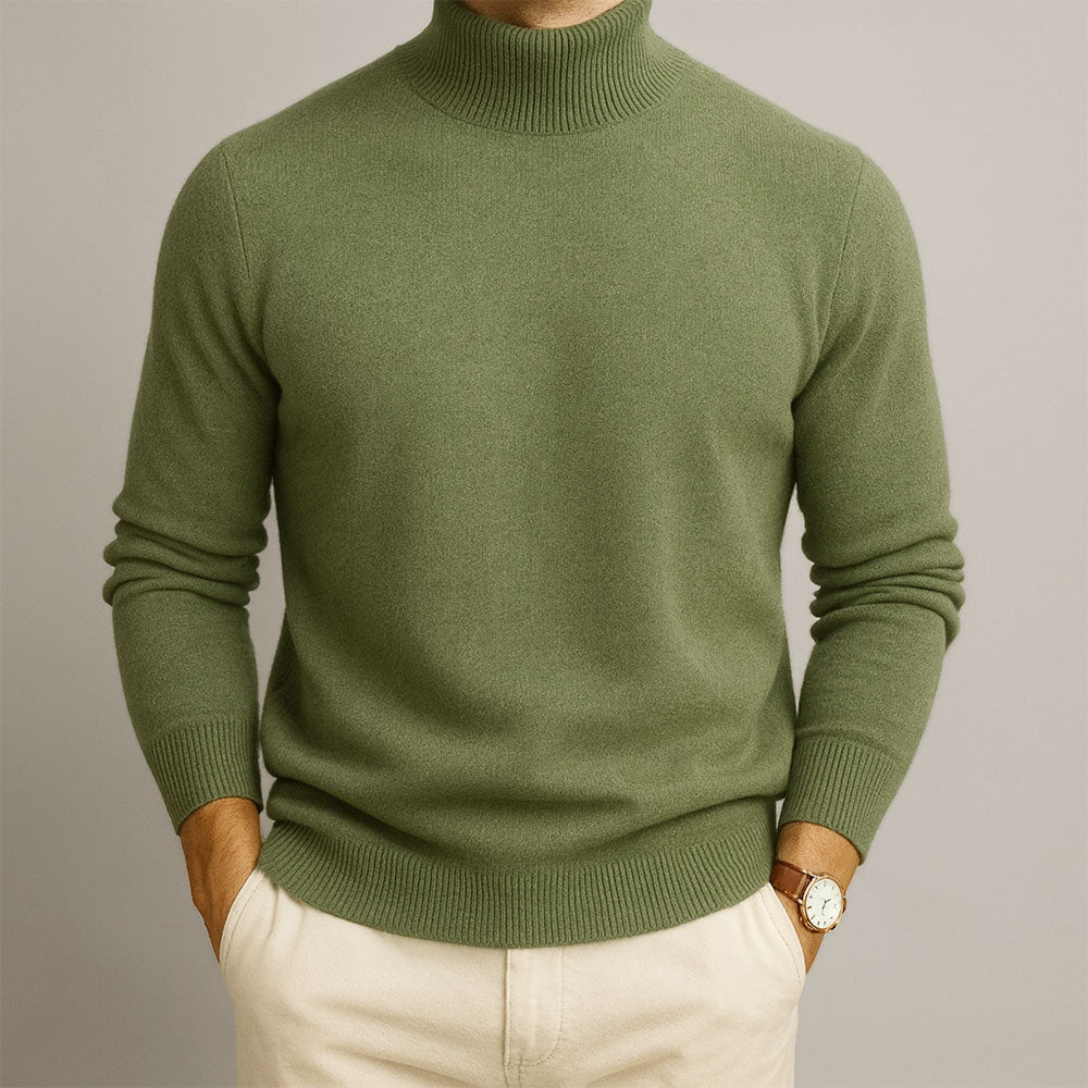 Kaschmir-Rollkragenpullover mit erhöhtem Kragen – weich & elegant - Grün / XS - Pullover & Strickwaren