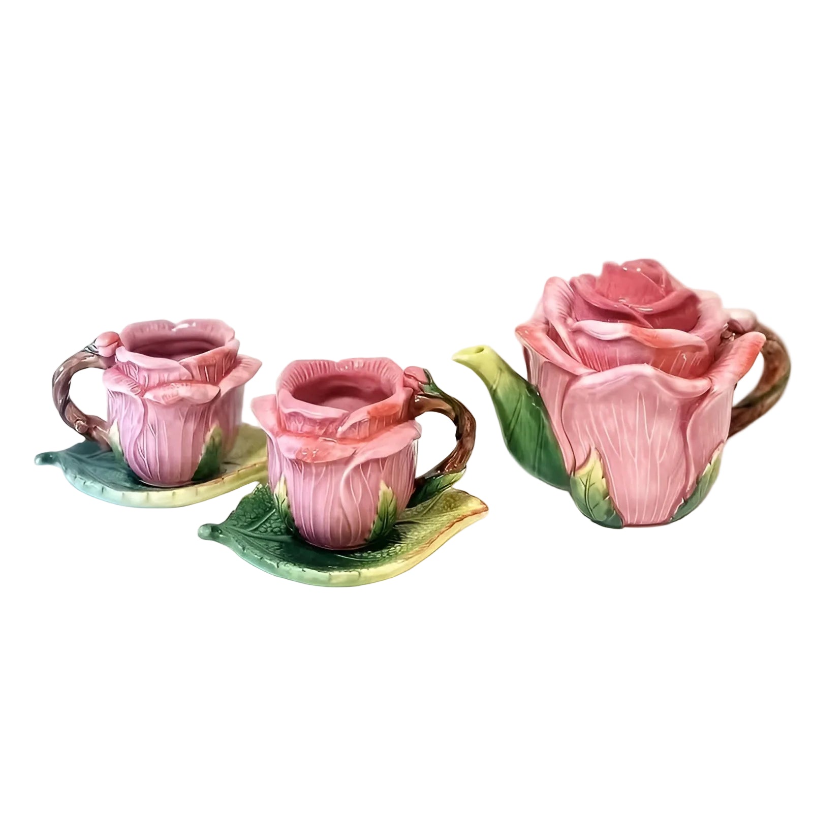 Keramik Teeservice mit Rosenmotiv – Handbemalt und Elegant | Tasse mit Untertasse im floralen Design - Rosen Teeset