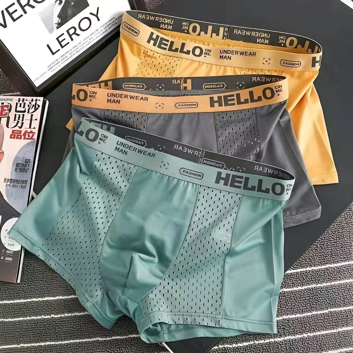 Kevin Sets - Atmungsaktive Elastische Mesh Herren Boxershorts - 3pcsA / L - Herren-Set