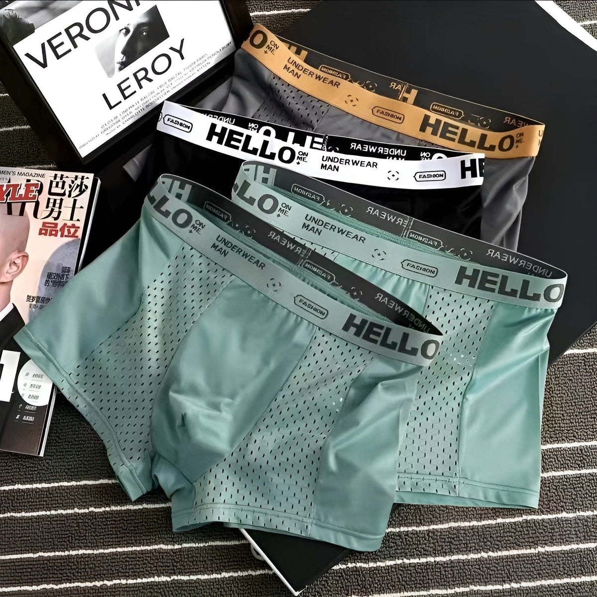 Kevin Sets - Atmungsaktive Elastische Mesh Herren Boxershorts - 4pcsB / L - Herren-Set
