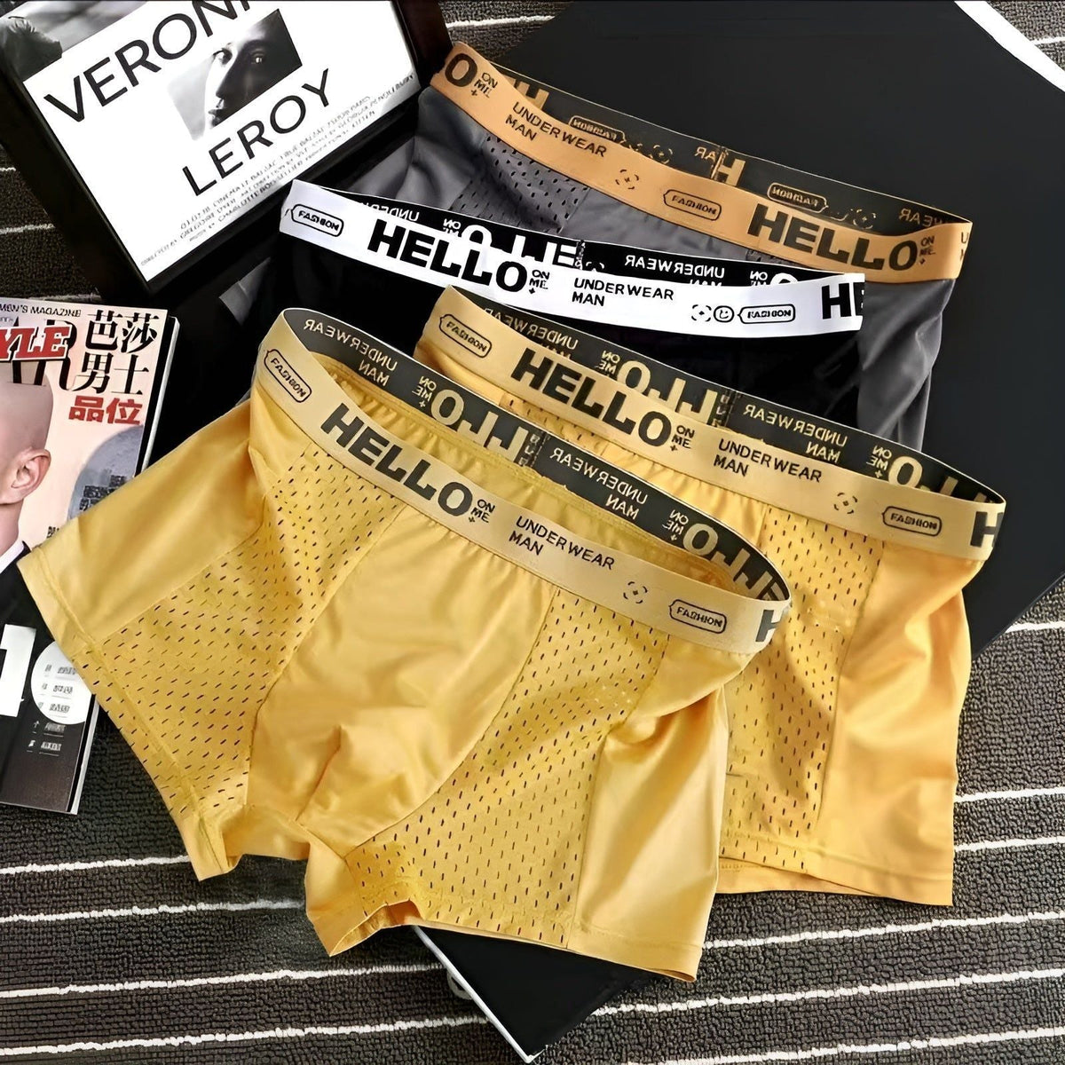Kevin Sets - Atmungsaktive Elastische Mesh Herren Boxershorts - 4pcsE / L - Herren-Set