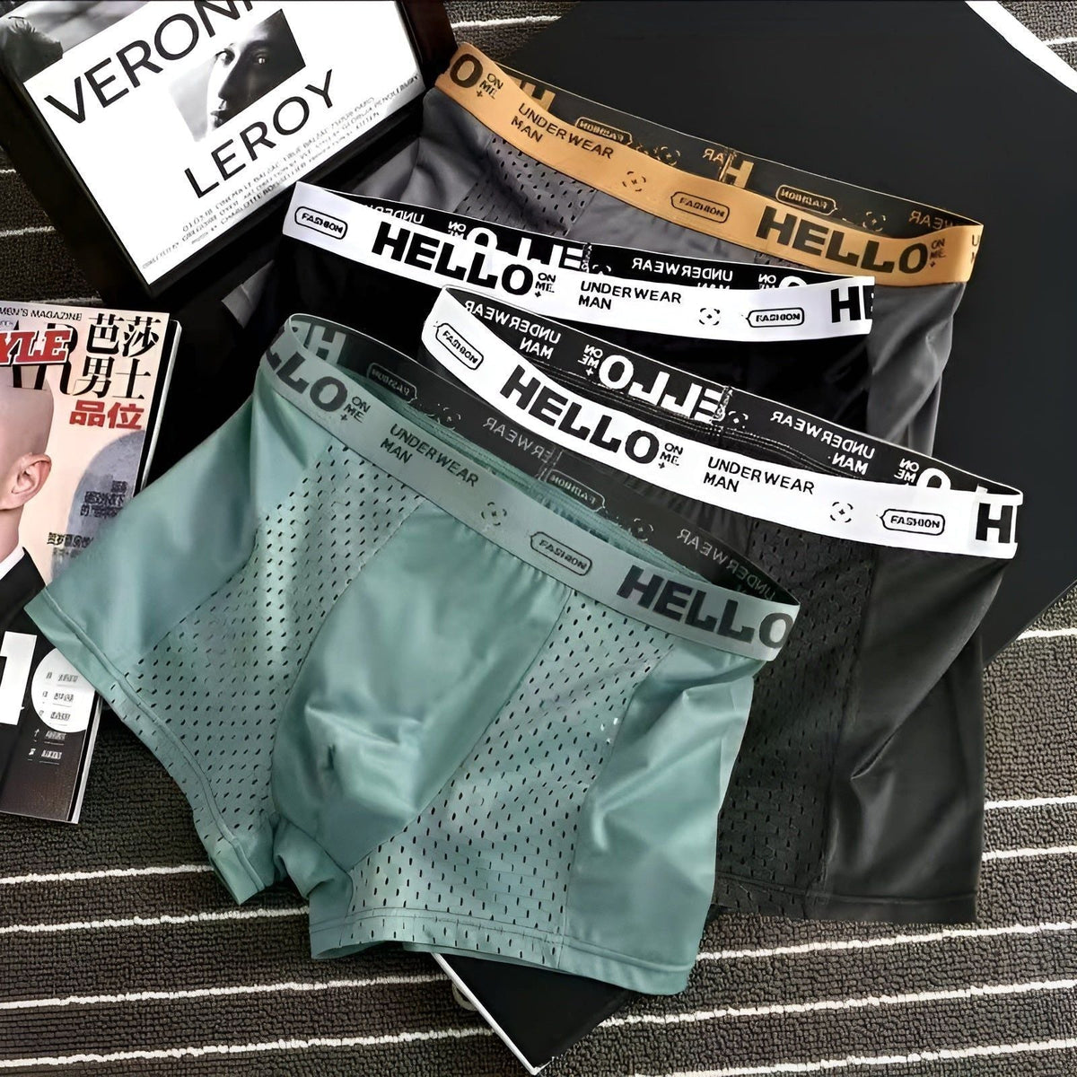 Kevin Sets - Atmungsaktive Elastische Mesh Herren Boxershorts - Herren-Set