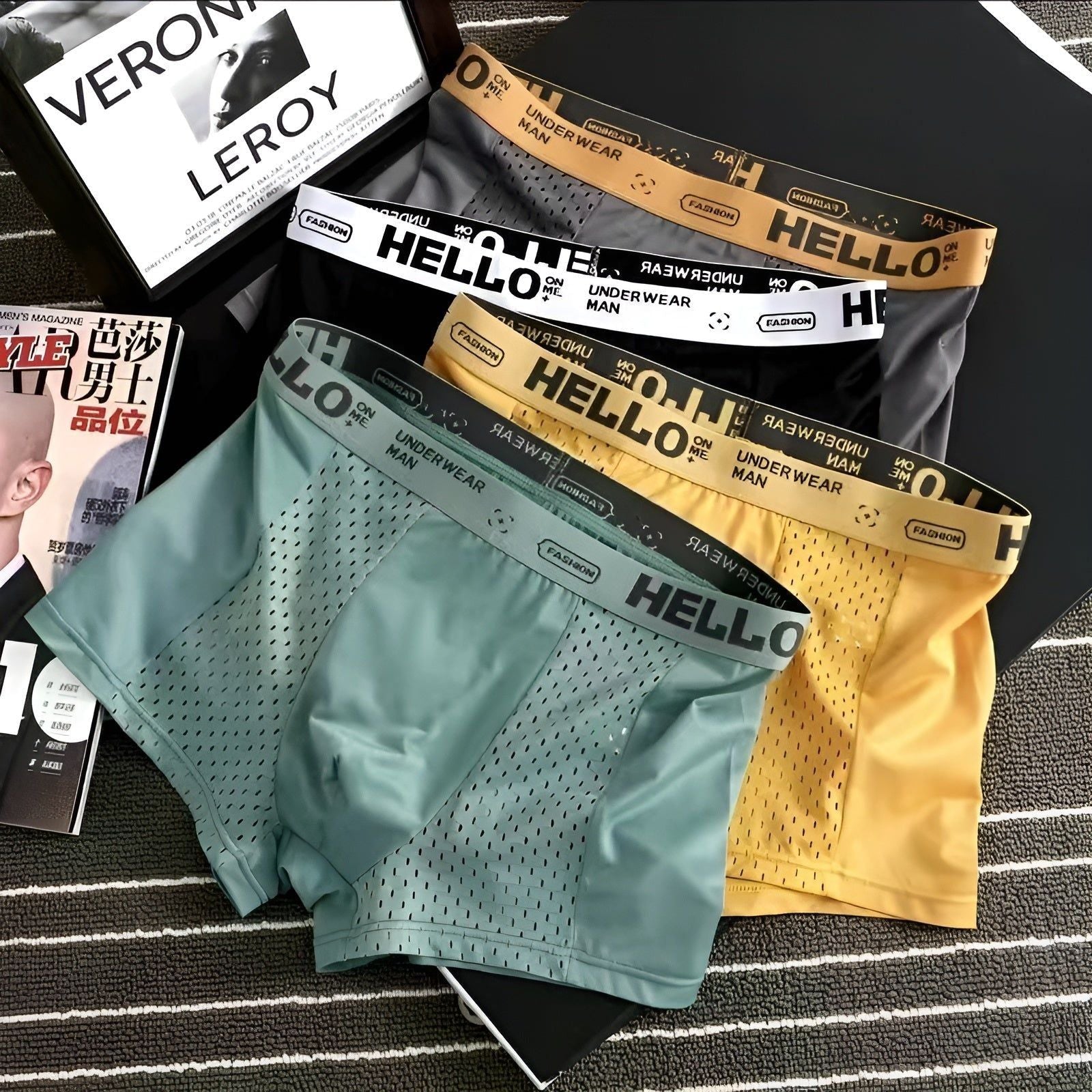 Kevin Sets - Atmungsaktive Elastische Mesh Herren Boxershorts - Herren-Set