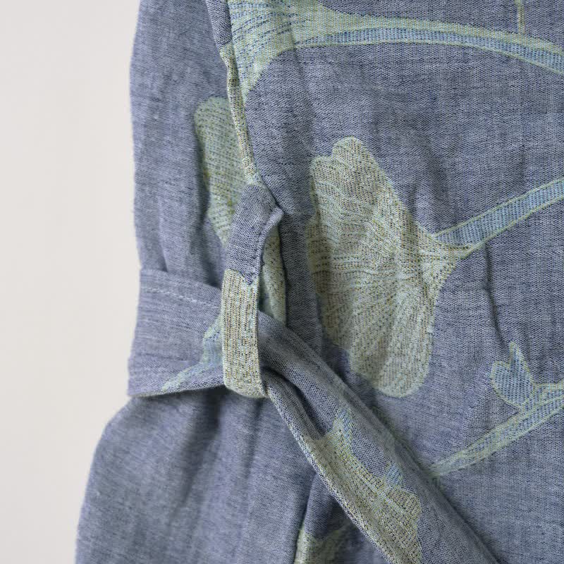 Kimono-Bademantel Damen mit Ginkgo-Muster – Wendbares Design - Bademantel