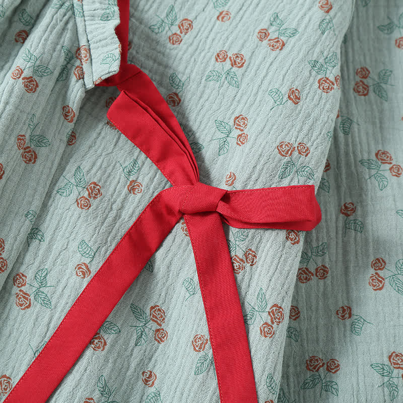 Kimono Pyjama Damen – Baumwolle mit Blumenprint - Loungewear