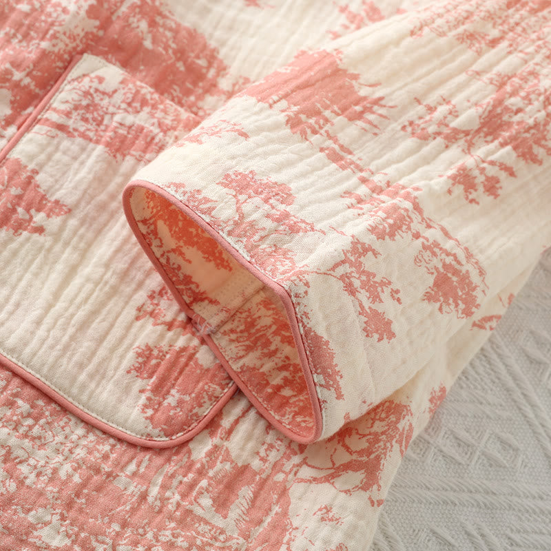 Kimono Pyjama Set aus Baumwolle – leichtes atmungsaktives Loungewear für Damen - Loungewear