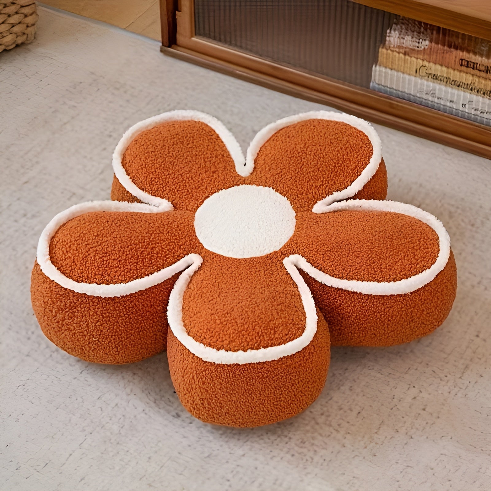 Kissen in Blumenform – Gemütlich und Stilvoll | Ideal als Wohn- und Sofadeko - Ziegelrot - Zierkissen