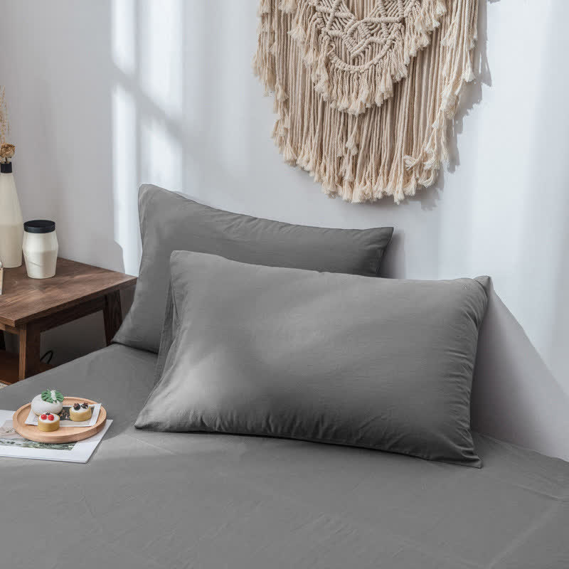 Kissenbezüge aus Baumwolle mit feiner Textur – 2er Set - Grau / 48 cm x 74 cm - Kissenbezüge