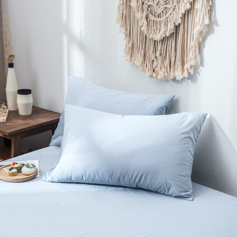 Kissenbezüge aus Baumwolle mit feiner Textur – 2er Set - Hellblau / 48 cm x 74 cm - Kissenbezüge