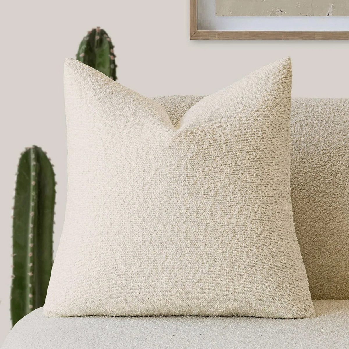 Kissenhülle aus Bouclé-Stoff – strukturiert & skandinavisch - Beige - Dekokissen & Kissenhüllen