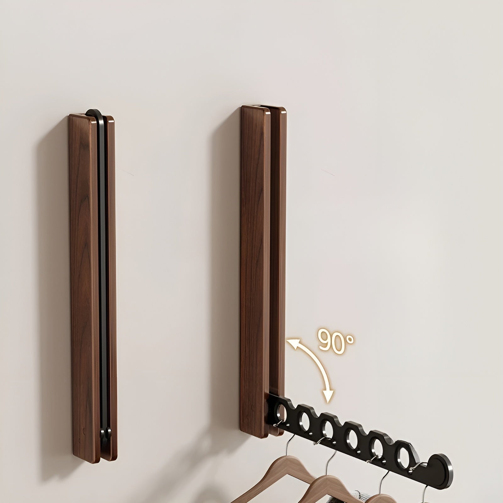 Klappbare Wandgarderobe aus Holz – Platzsparende Aufhängung | Perfekt für Kleine Räume - Wandhaken