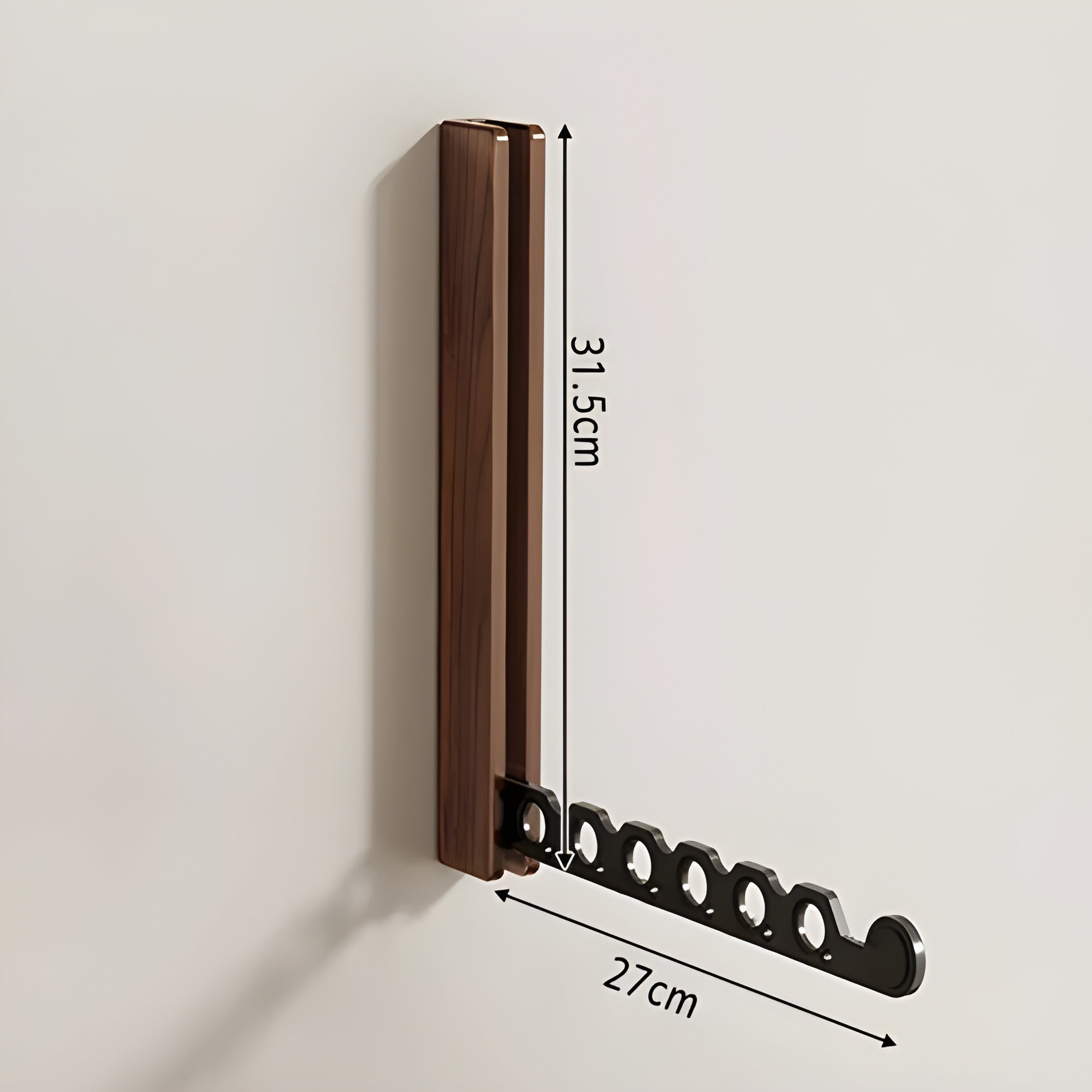 Klappbare Wandgarderobe aus Holz – Platzsparende Aufhängung | Perfekt für Kleine Räume - 1 Schwarz - Wandhaken