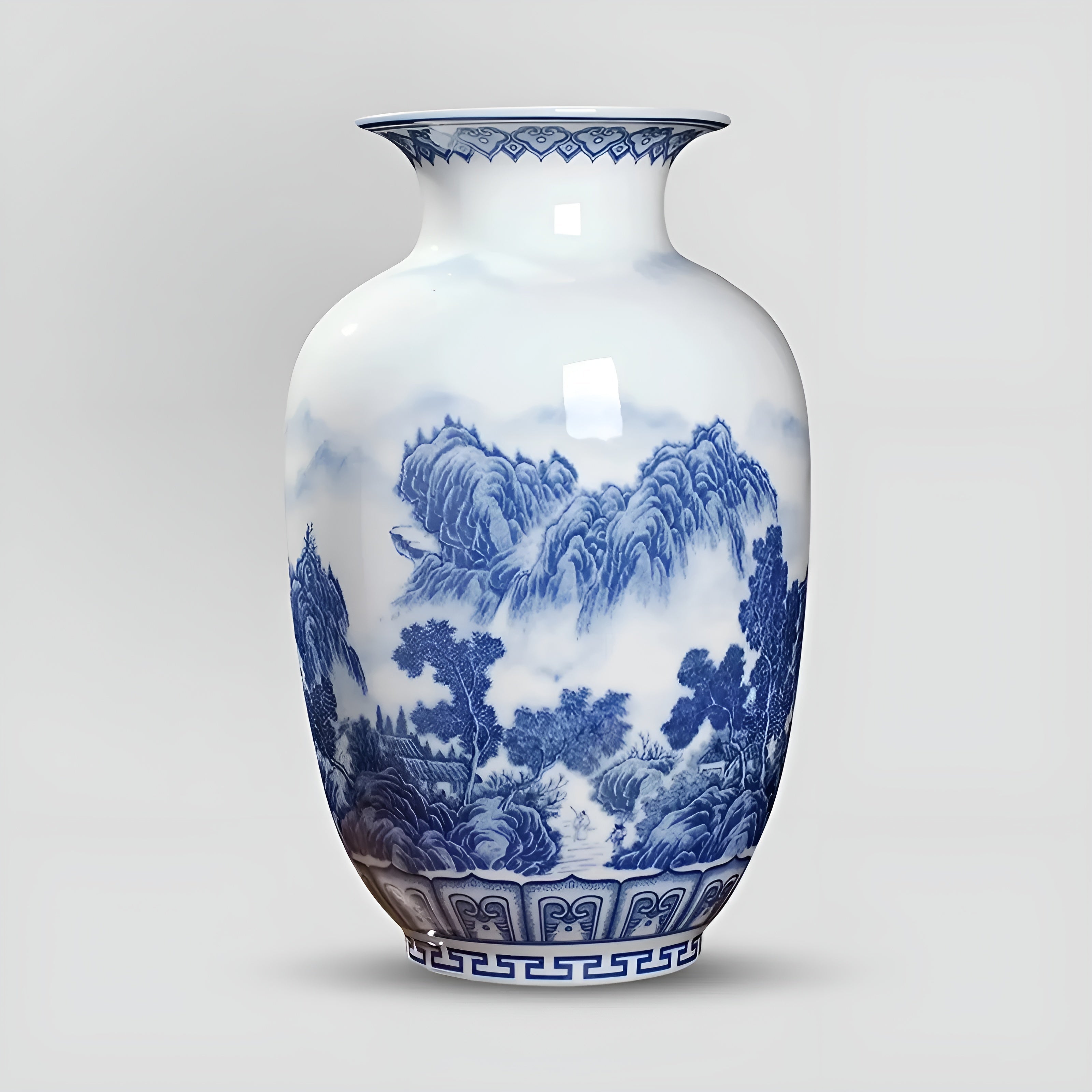 Klassische blau-weiße Keramikvase im China-Stil – Antikes Design für stilvolle Wohnakzente - F - Vase