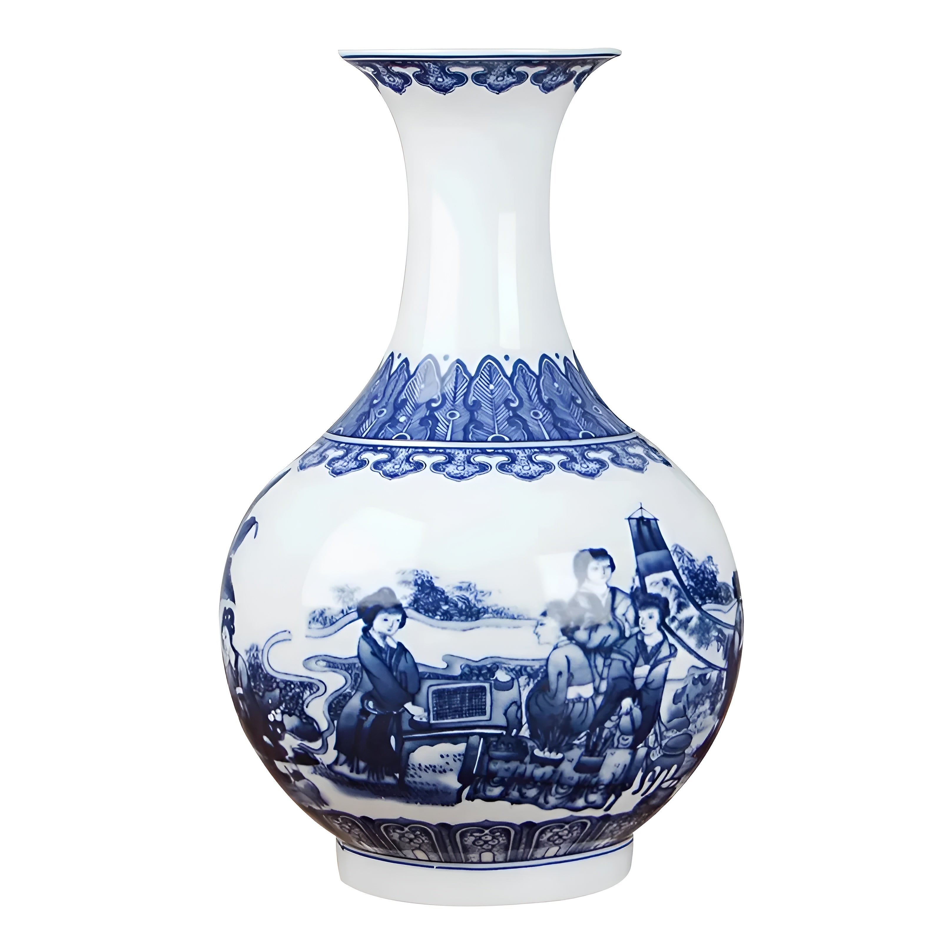 Klassische blau-weiße Keramikvase im China-Stil – Antikes Design für stilvolle Wohnakzente - B - Vase
