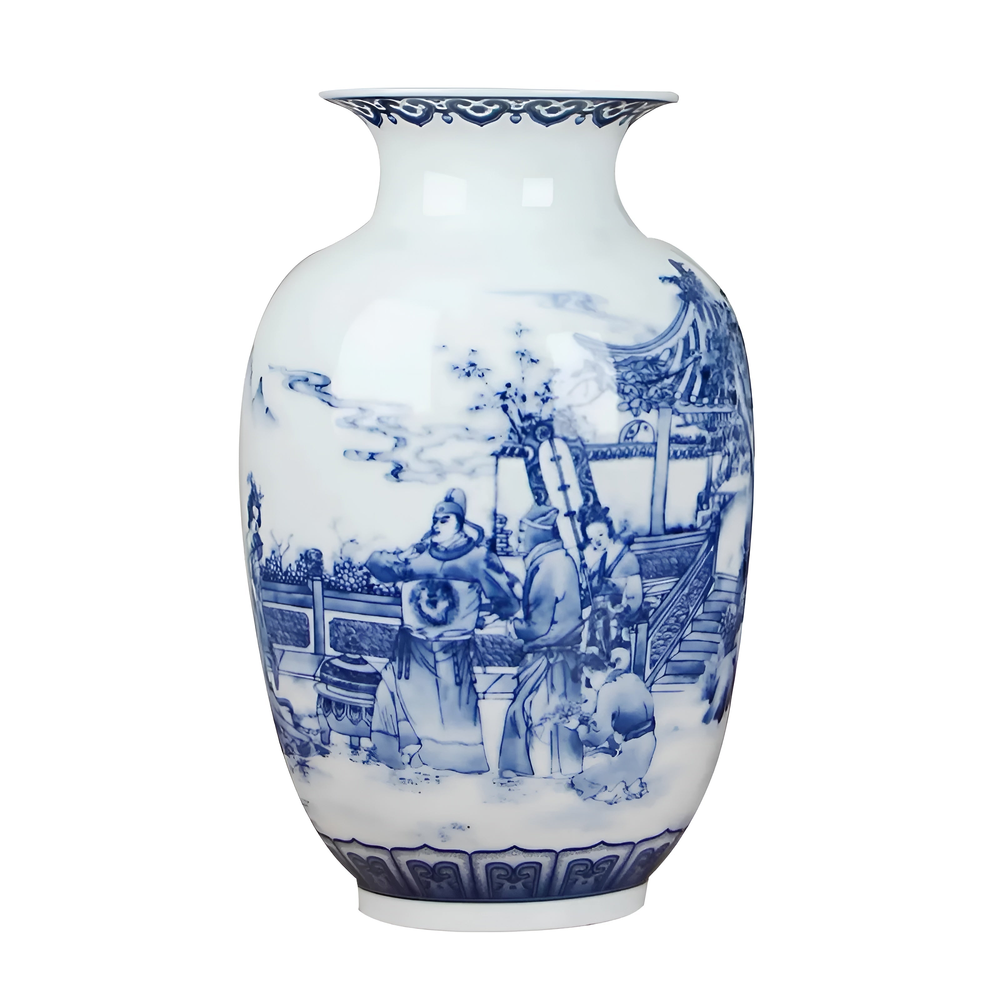 Klassische blau-weiße Keramikvase im China-Stil – Antikes Design für stilvolle Wohnakzente - A - Vase