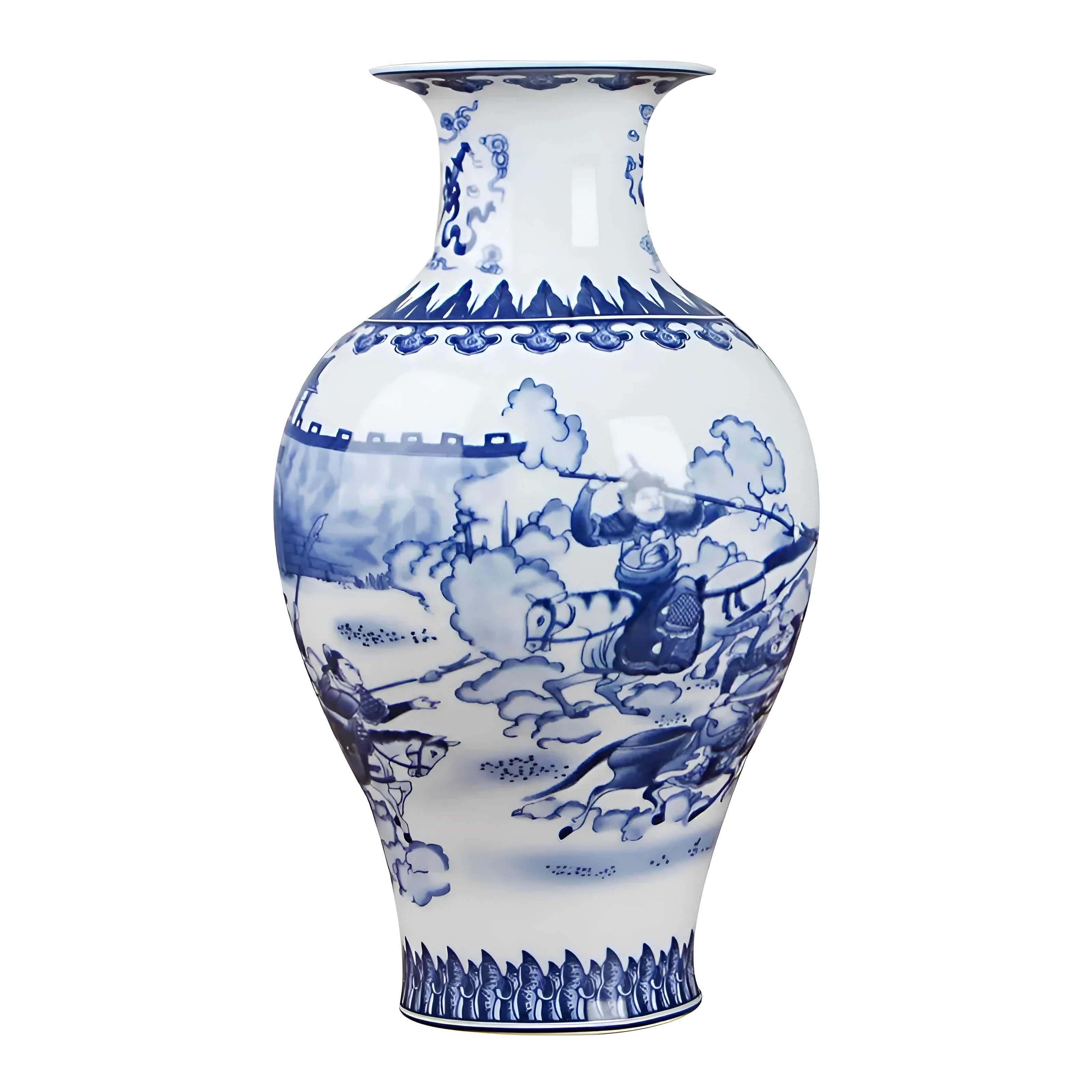 Klassische blau-weiße Keramikvase im China-Stil – Antikes Design für stilvolle Wohnakzente - Vase