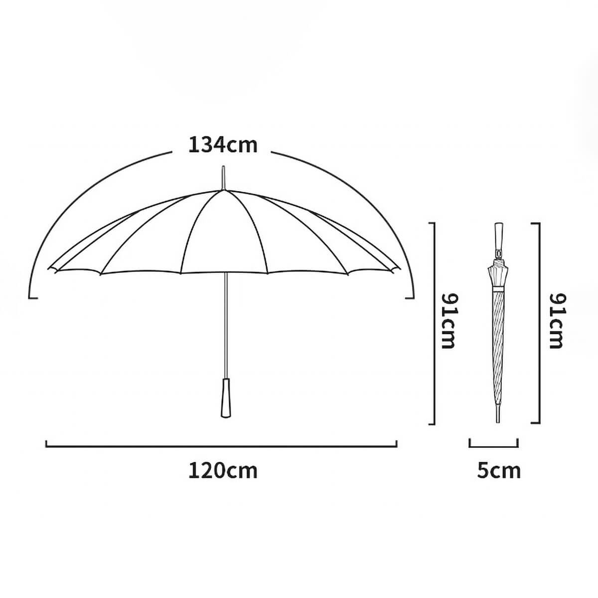 Klassischer Stockschirm mit Holzgriff – 120 cm großer Regenschirm - Regenschirme