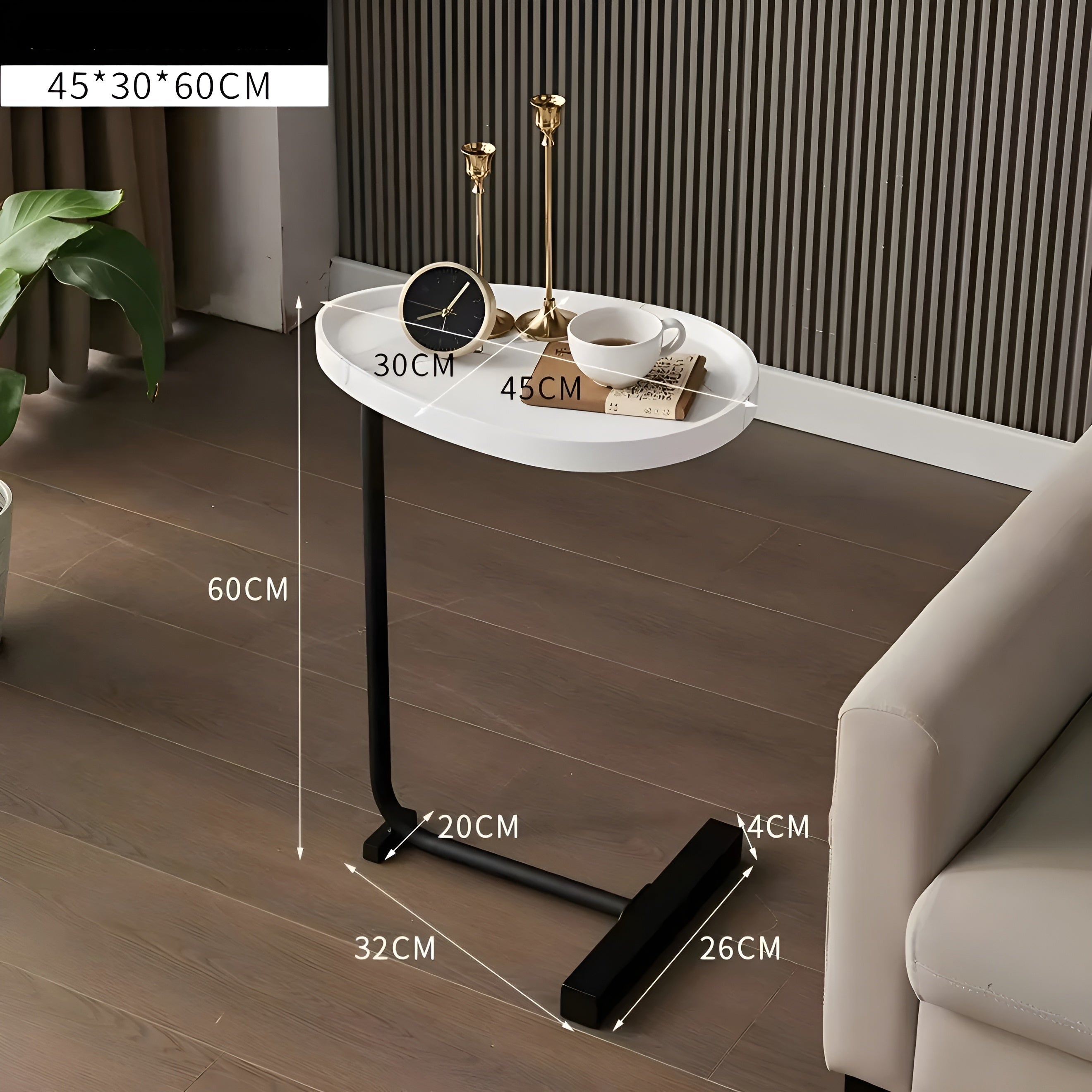 Kleiner rollbarer Couchtisch – Stilvoll und vielseitig | Kompakt für Zuhause Hotel oder Gästezimmer - Schwarz-Weiß