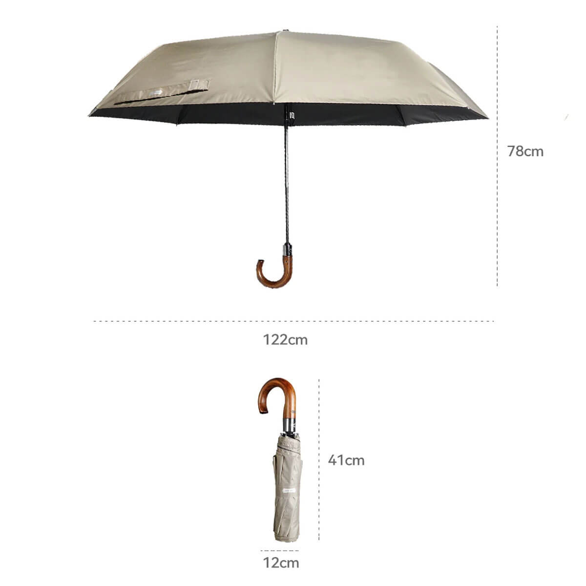 Kleiner Taschenschirm mit Holzgriff – Automatik 122 cm - Regenschirme