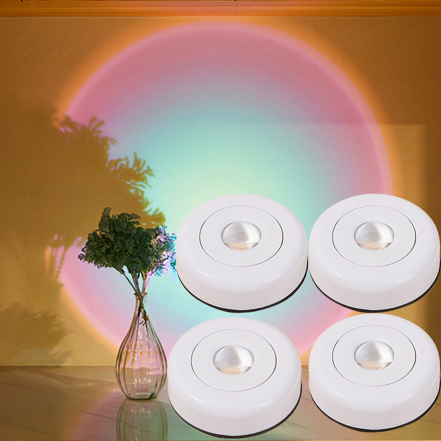 Kompakte Sonnenuntergang-Lampe mit flexibler Montage - Regenbogenton / 4 x Lampen - Dekorationsleuchte