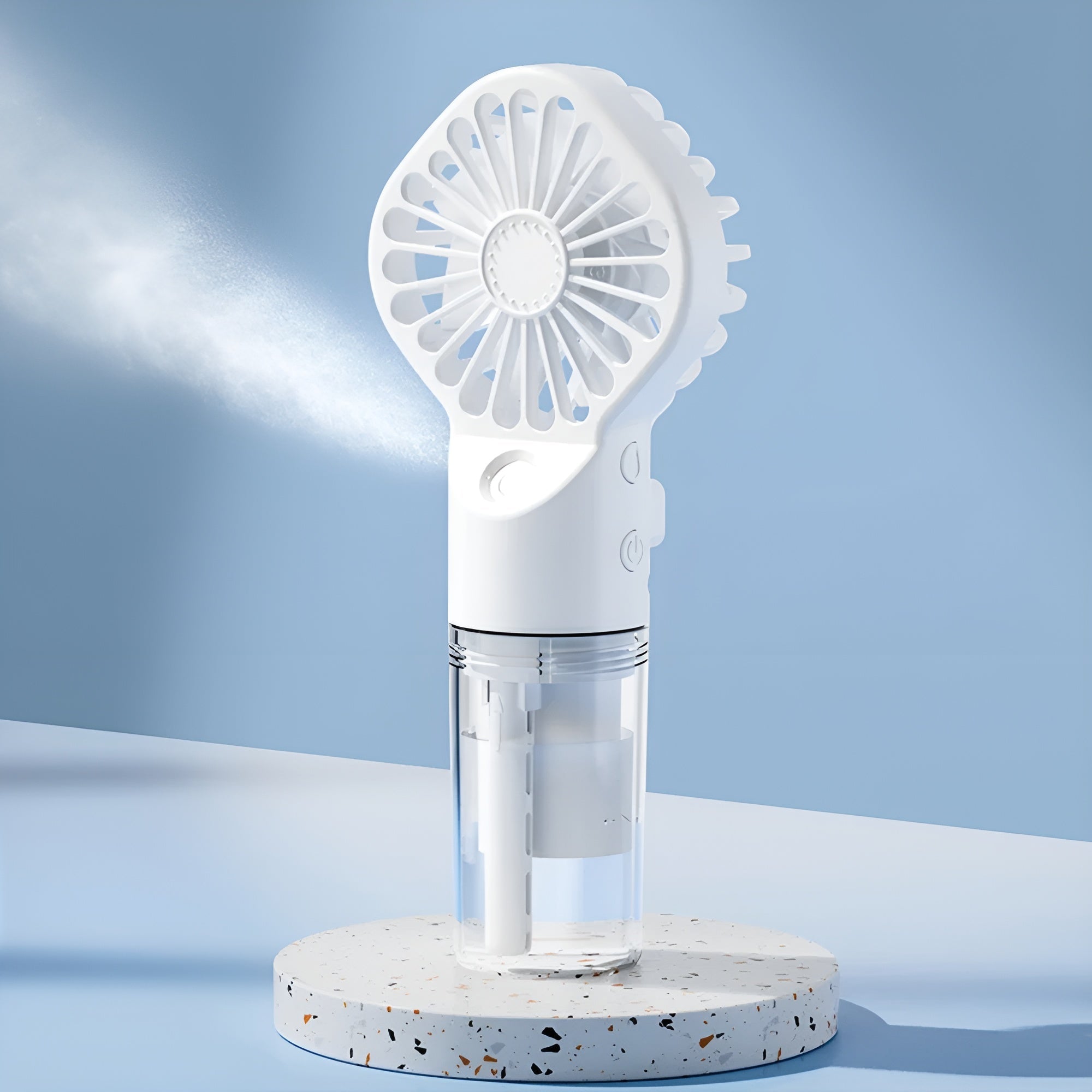 Kompakter Handventilator mit Sprühfunktion – USB-aufladbarer Mini-Ventilator mit Wassertank und 4