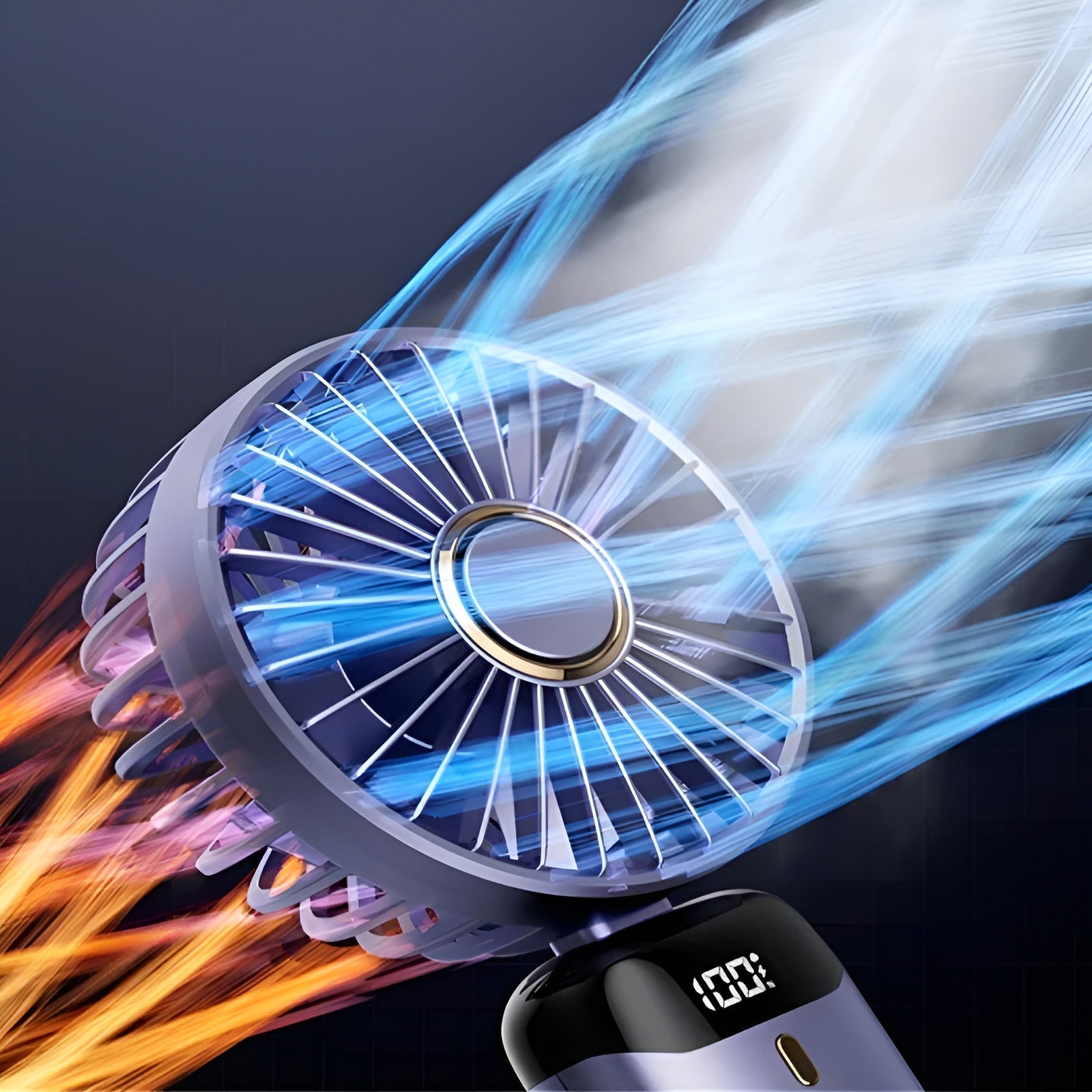 Kompakter Usb Handventilator – Tragbarer Mini-ventilator MIT Led-anzeige 5 Geschwindigkeitsstufen Und Klappbarem Design